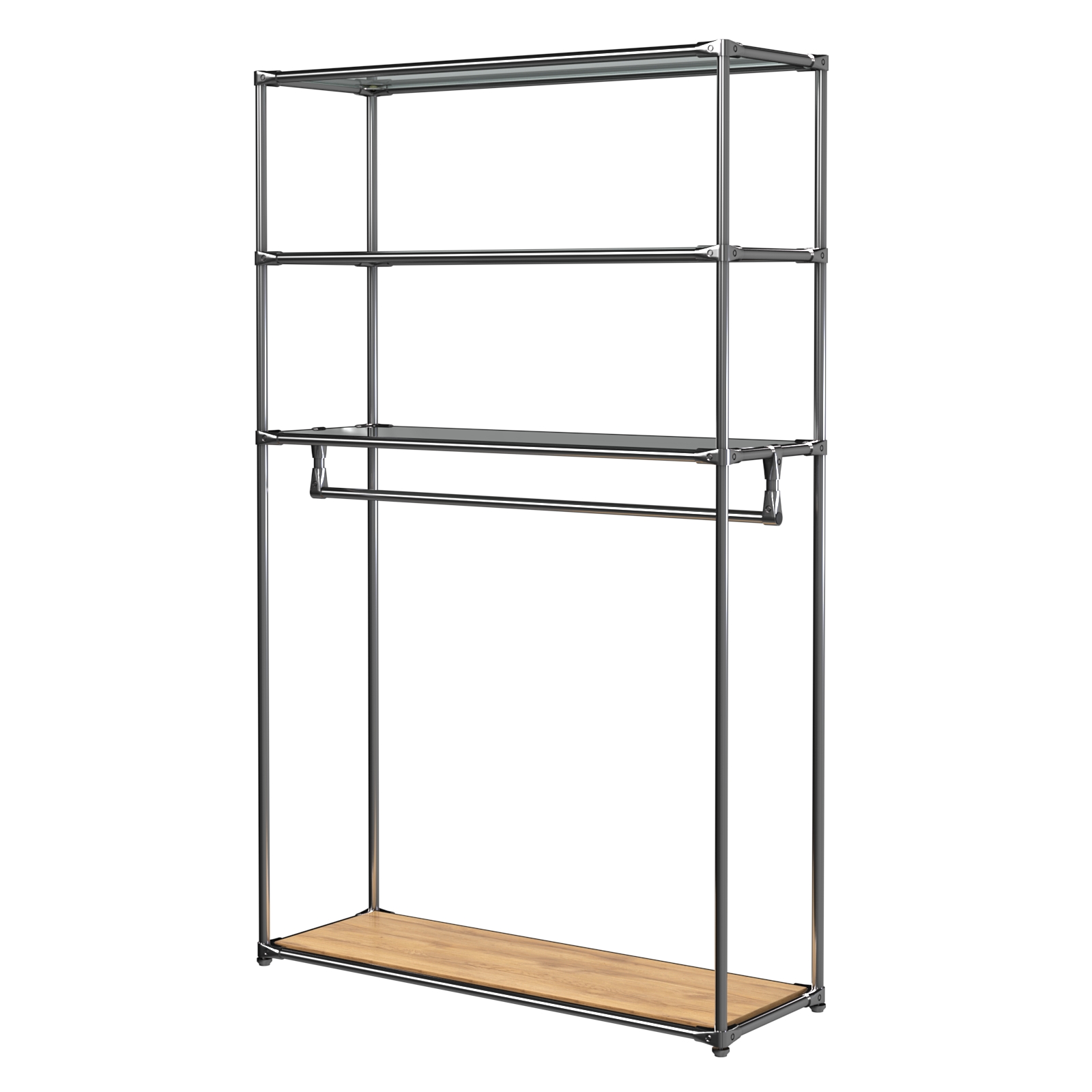 Хромированное вешало БАШНЯ №6-2 с полками стекло 8мм (тонированное) Дуб Золотистый