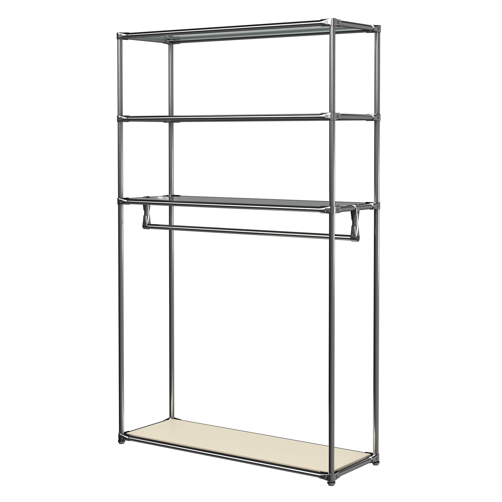 Хромированное вешало БАШНЯ №6-2 с полками стекло 8мм (тонированное) Крем Вайс