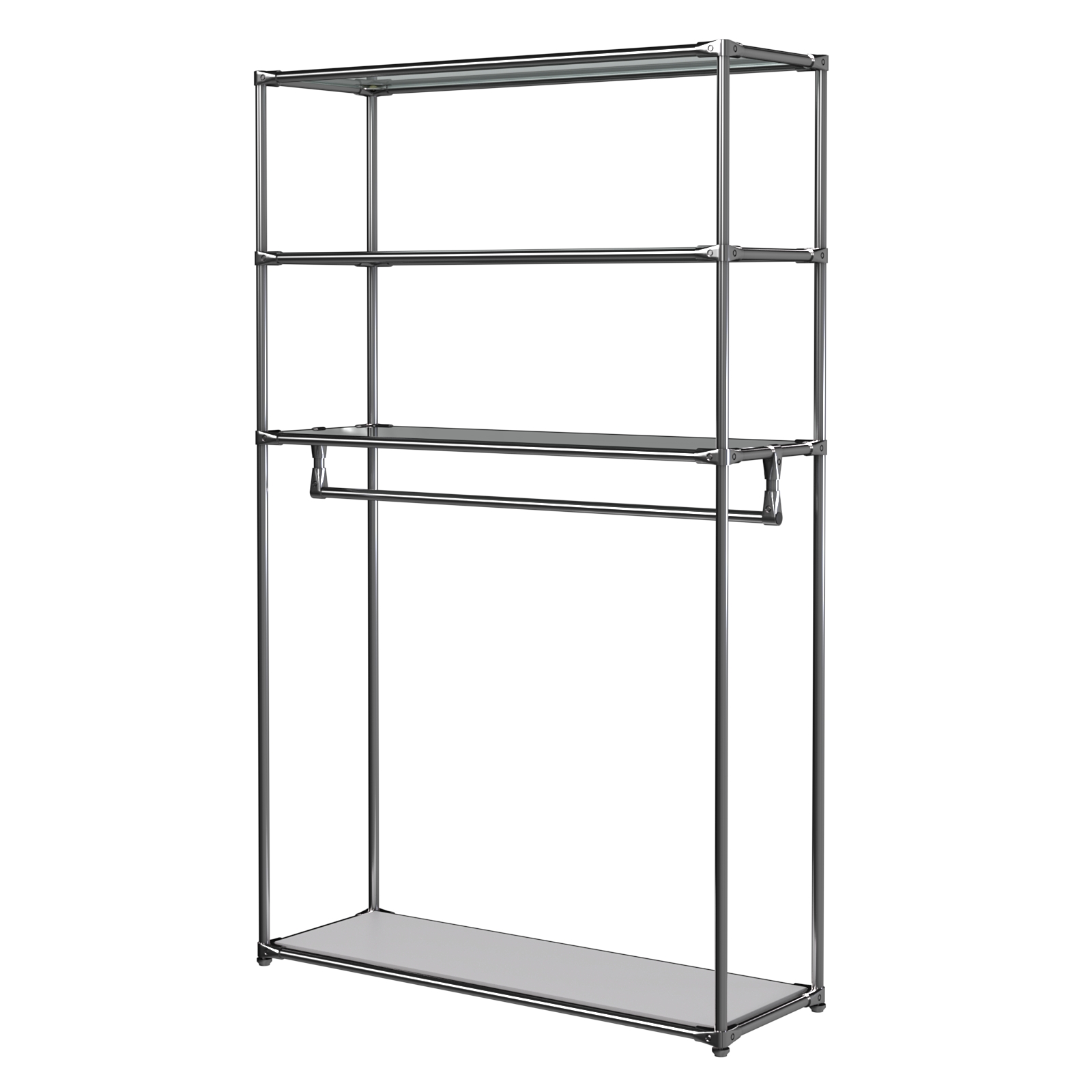 Хромированное вешало БАШНЯ №6-2 с полками стекло 8мм (тонированное) Серый