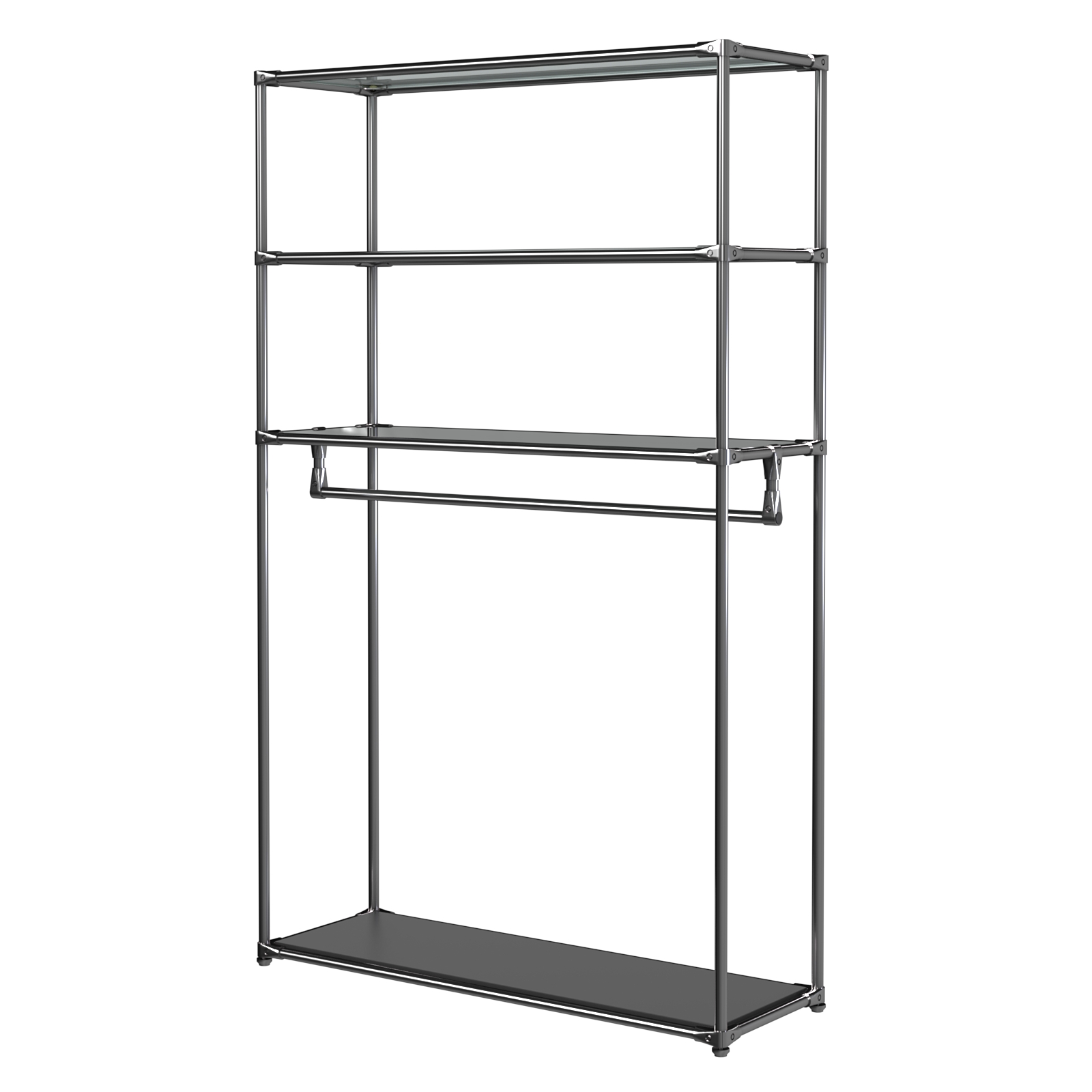 Хромированное вешало БАШНЯ №6-2 с полками стекло 8мм (тонированное) Черный