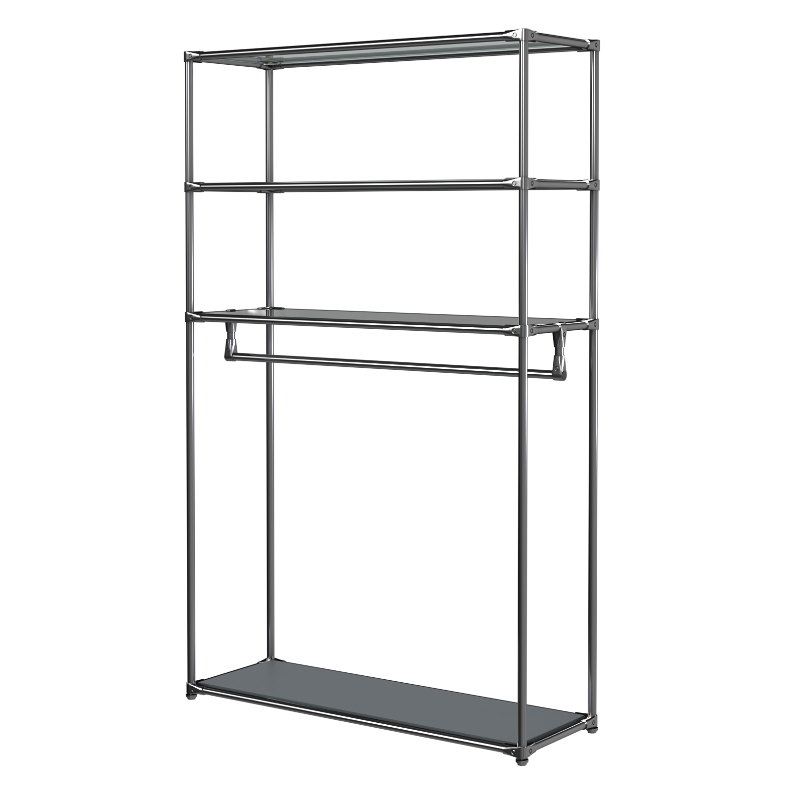 Хромированное вешало БАШНЯ №6-2 с полками стекло 8мм (тонированное) Темно-Серый