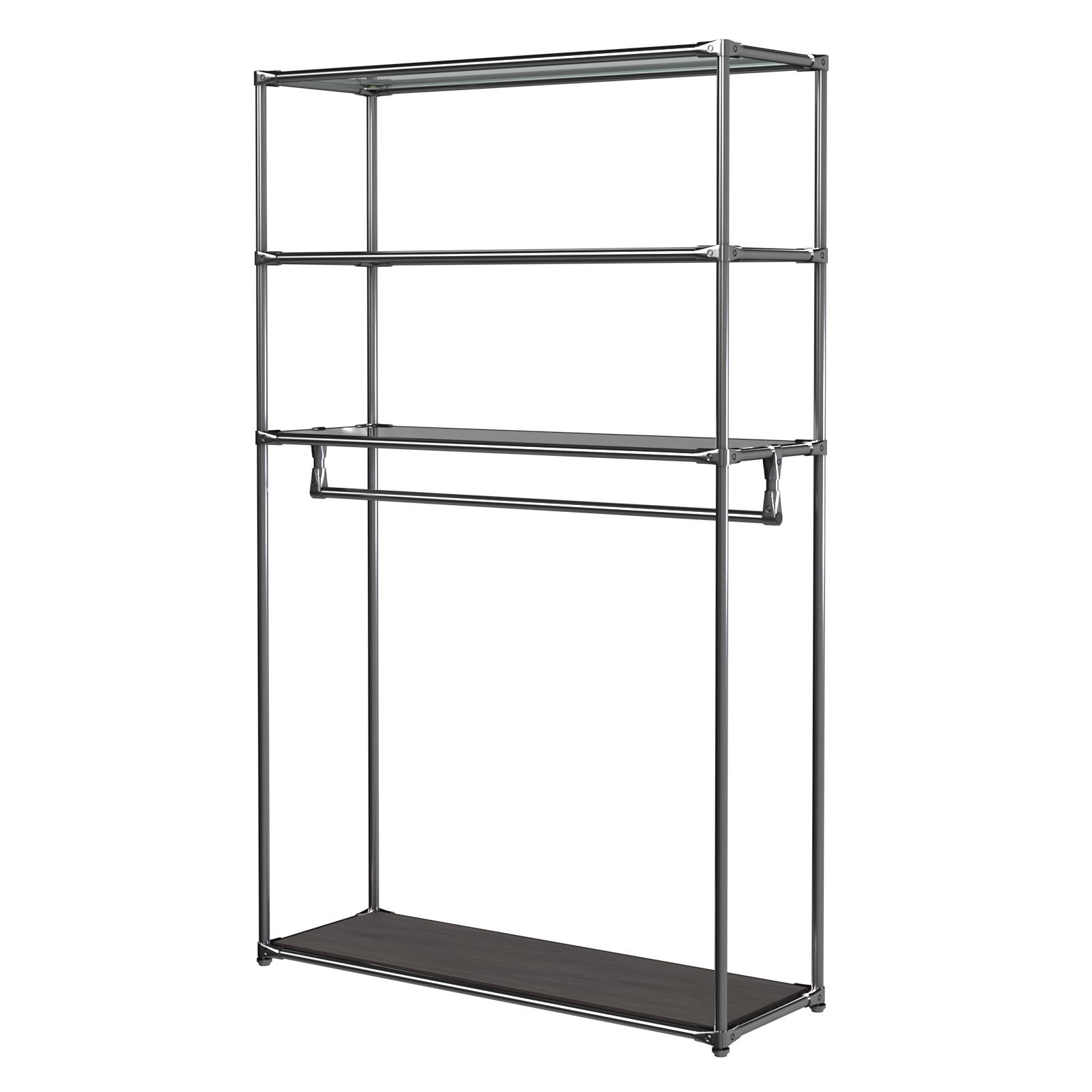 Хромированное вешало БАШНЯ №6-2 с полками стекло 8мм (тонированное) Грейвуд