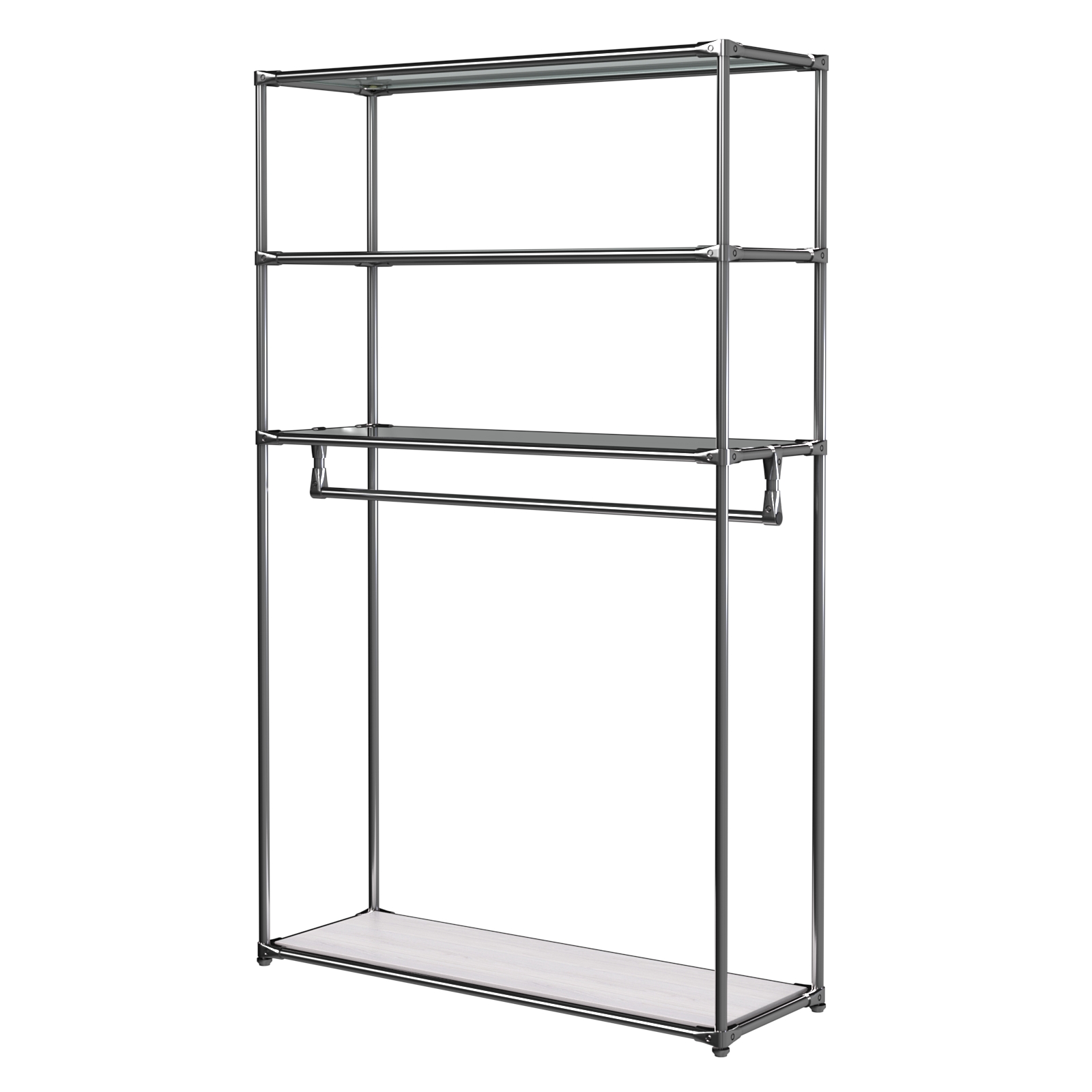 Хромированное вешало БАШНЯ №6-2 с полками стекло 8мм (тонированное) Ясень Анкор светлый - U31104