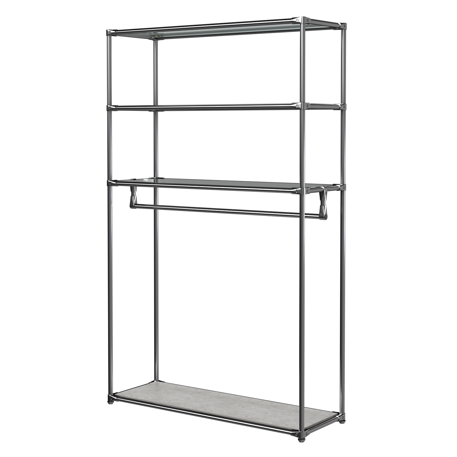 Хромированное вешало БАШНЯ №6-2 с полками стекло 8мм (тонированное) Метрополитан Грей