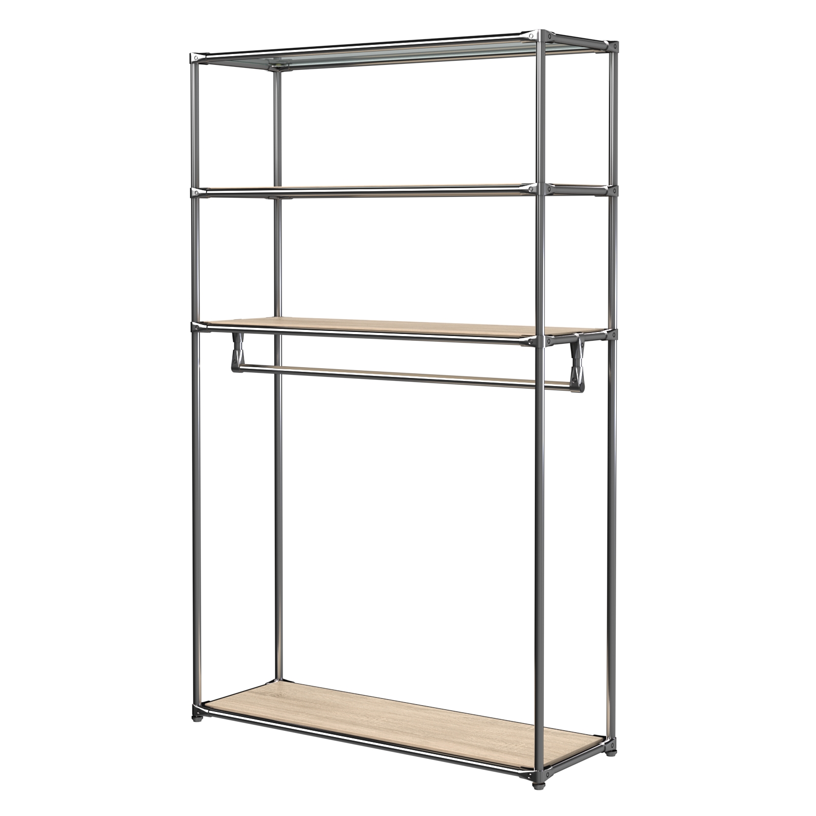 Хромированное вешало БАШНЯ №6-3 с полками ДСП 16мм Дуб Сонома