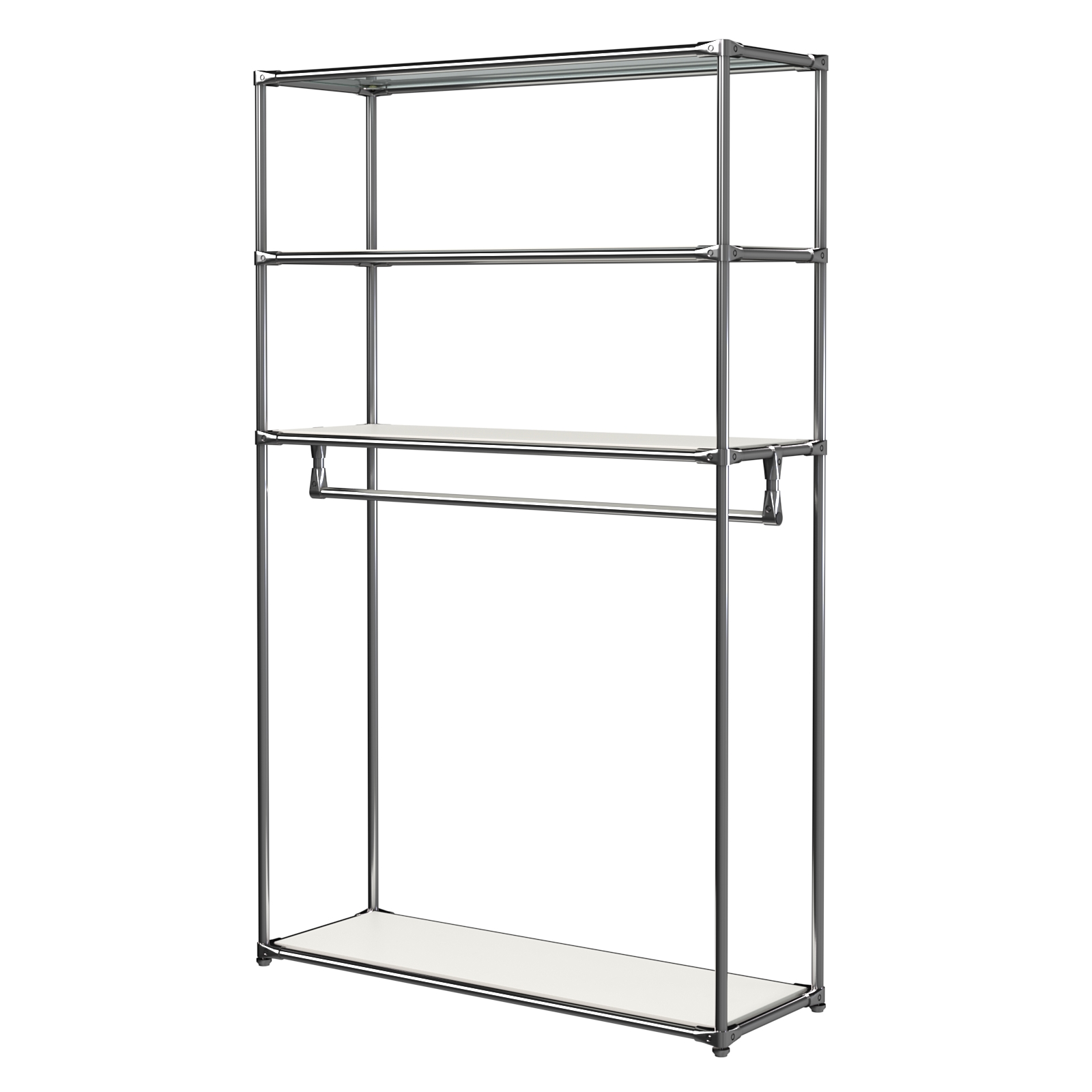 Хромированное вешало БАШНЯ №6-3 с полками ДСП 16мм Белый