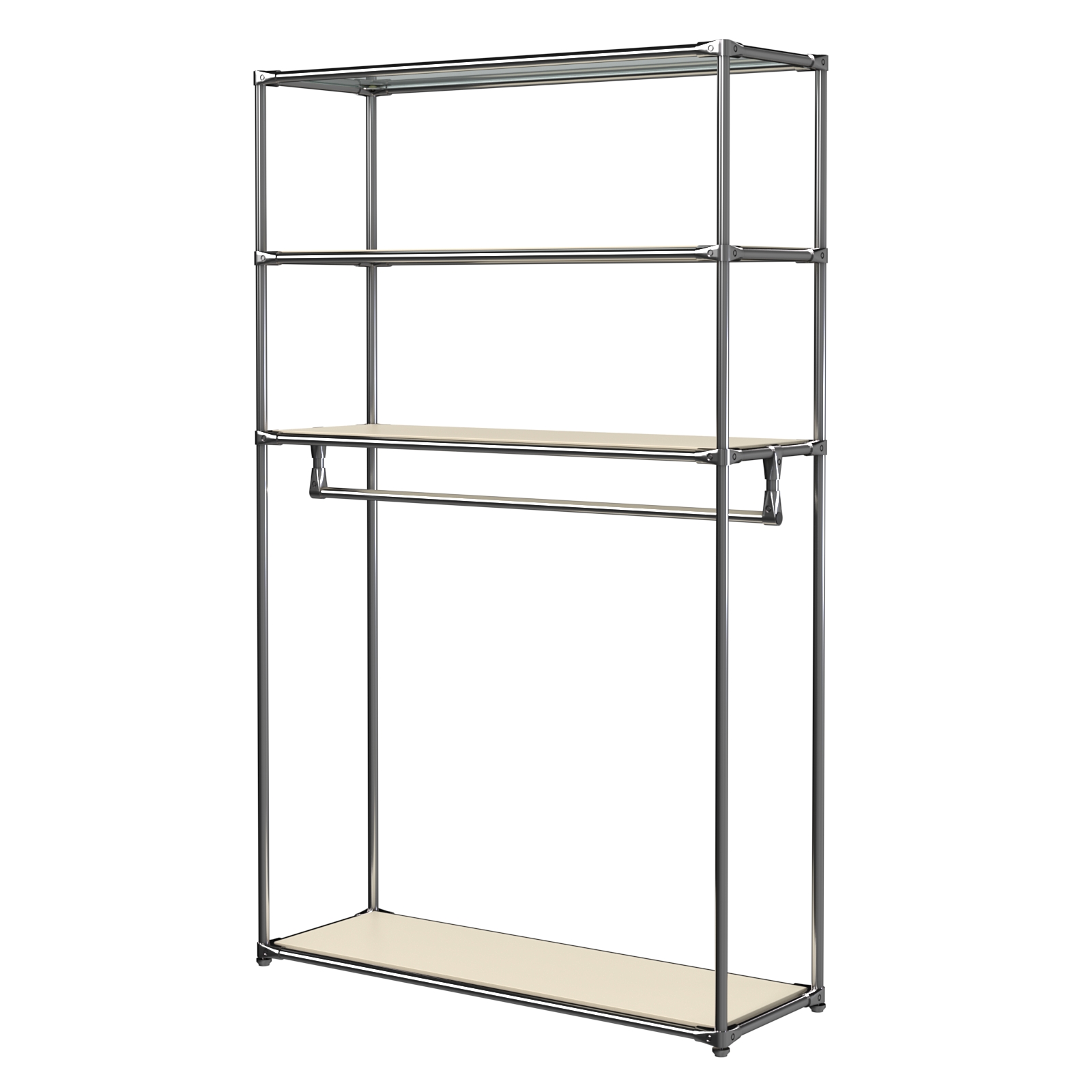 Хромированное вешало БАШНЯ №6-3 с полками ДСП 16мм Крем Вайс