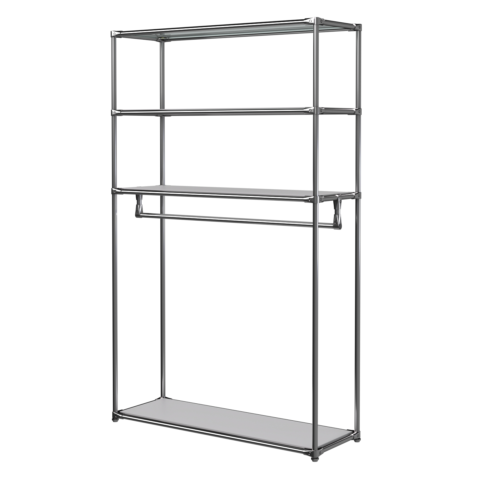 Хромированное вешало БАШНЯ №6-3 с полками ДСП 16мм Серый