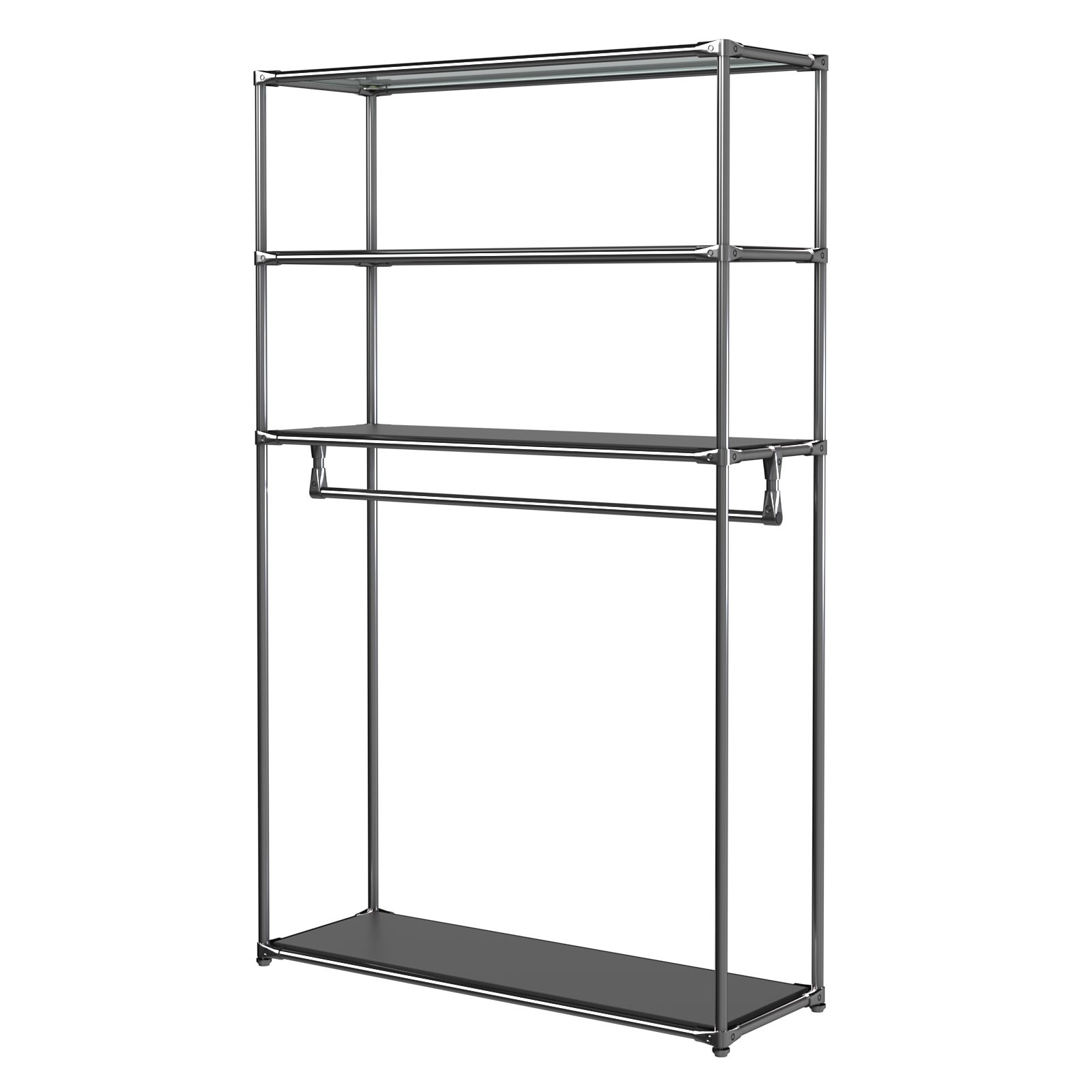 Хромированное вешало БАШНЯ №6-3 с полками ДСП 16мм Черный