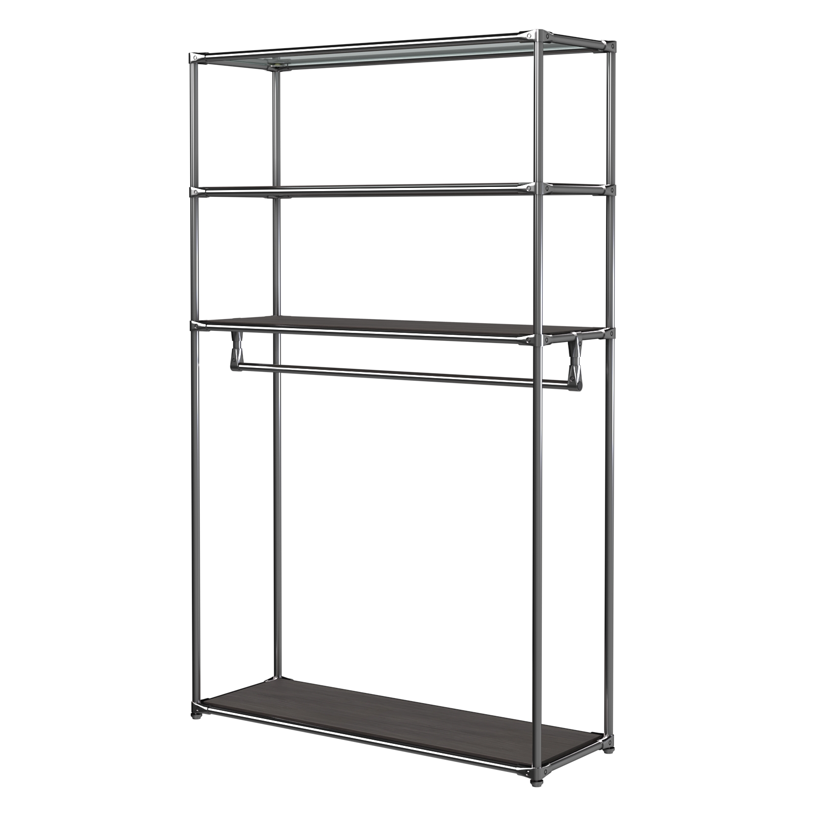 Хромированное вешало БАШНЯ №6-3 с полками ДСП 16мм Грейвуд