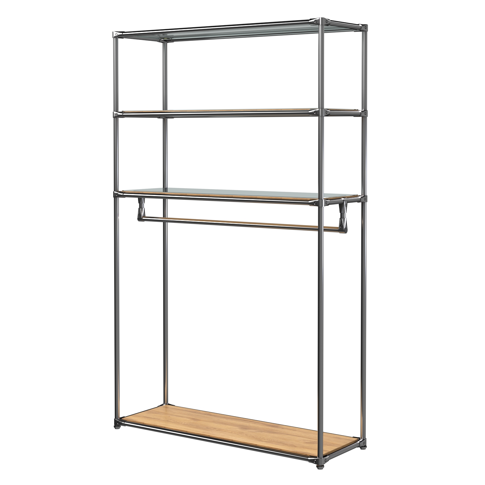 Хромированное вешало БАШНЯ №6-4 с полками Зеркало 4мм Дуб Золотистый