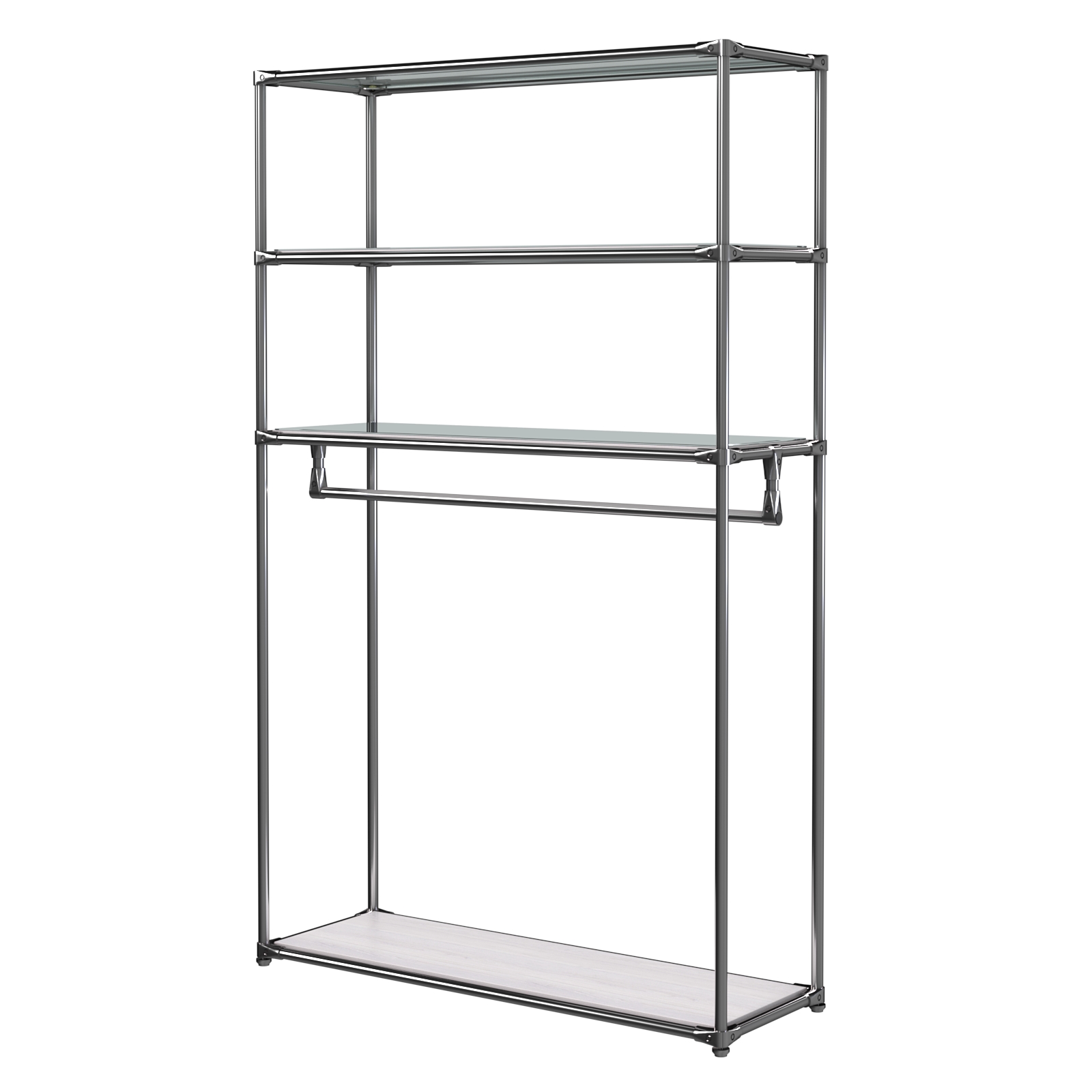 Хромированное вешало БАШНЯ №6-4 с полками Зеркало 4мм Ясень Анкор светлый - U31104