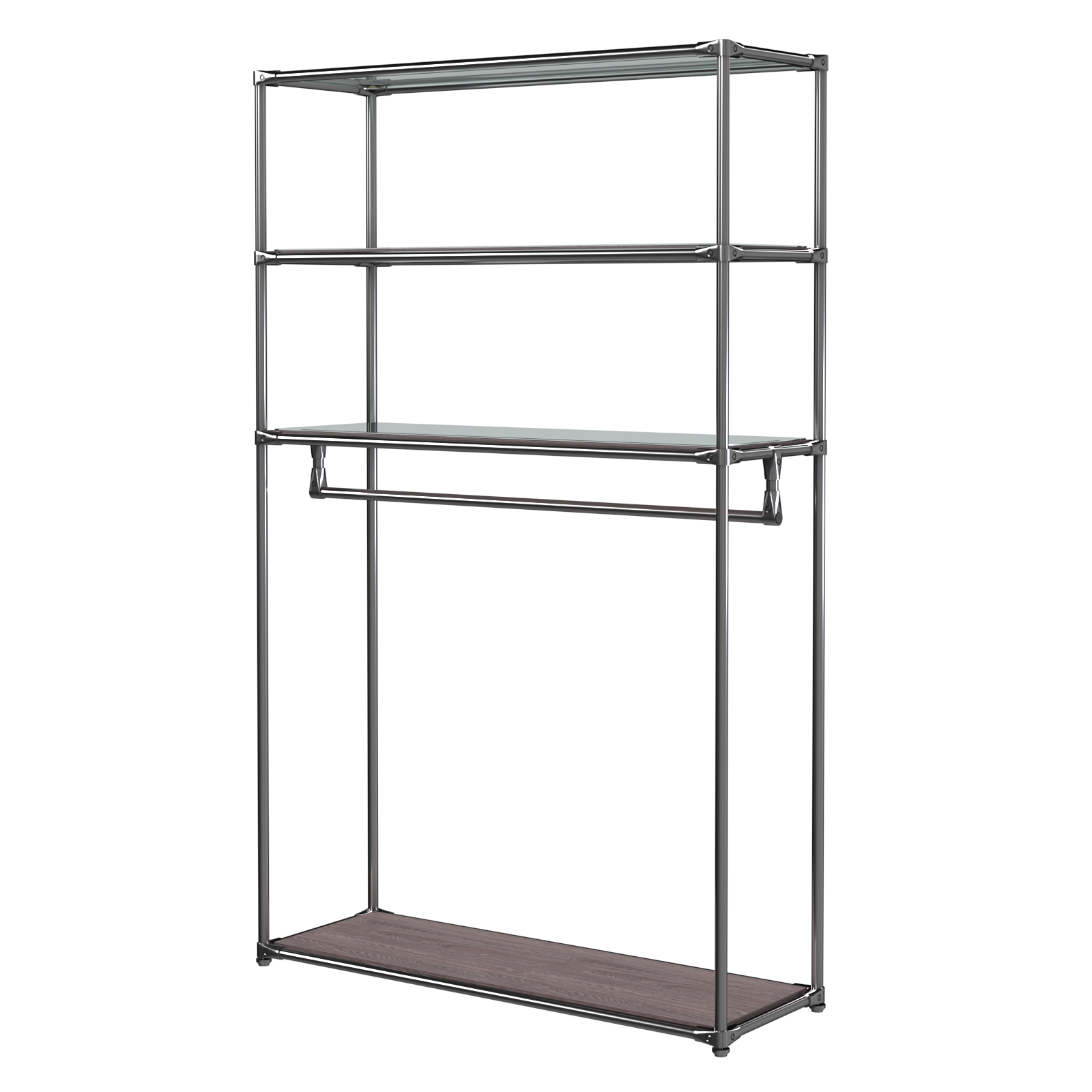 Хромированное вешало БАШНЯ №6-4 с полками Зеркало 4мм Ясень Анкор темный - U31105