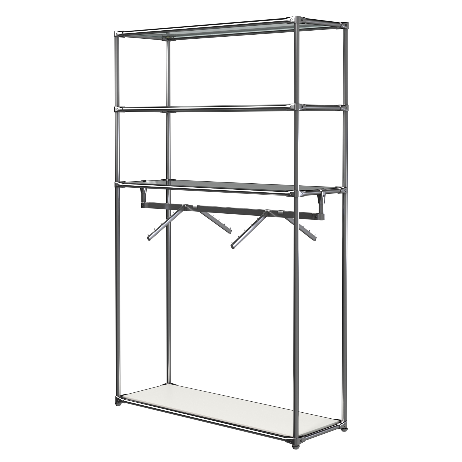 Хромированное вешало БАШНЯ №7-2 с полками Стекло 8мм (тонированное) Белый