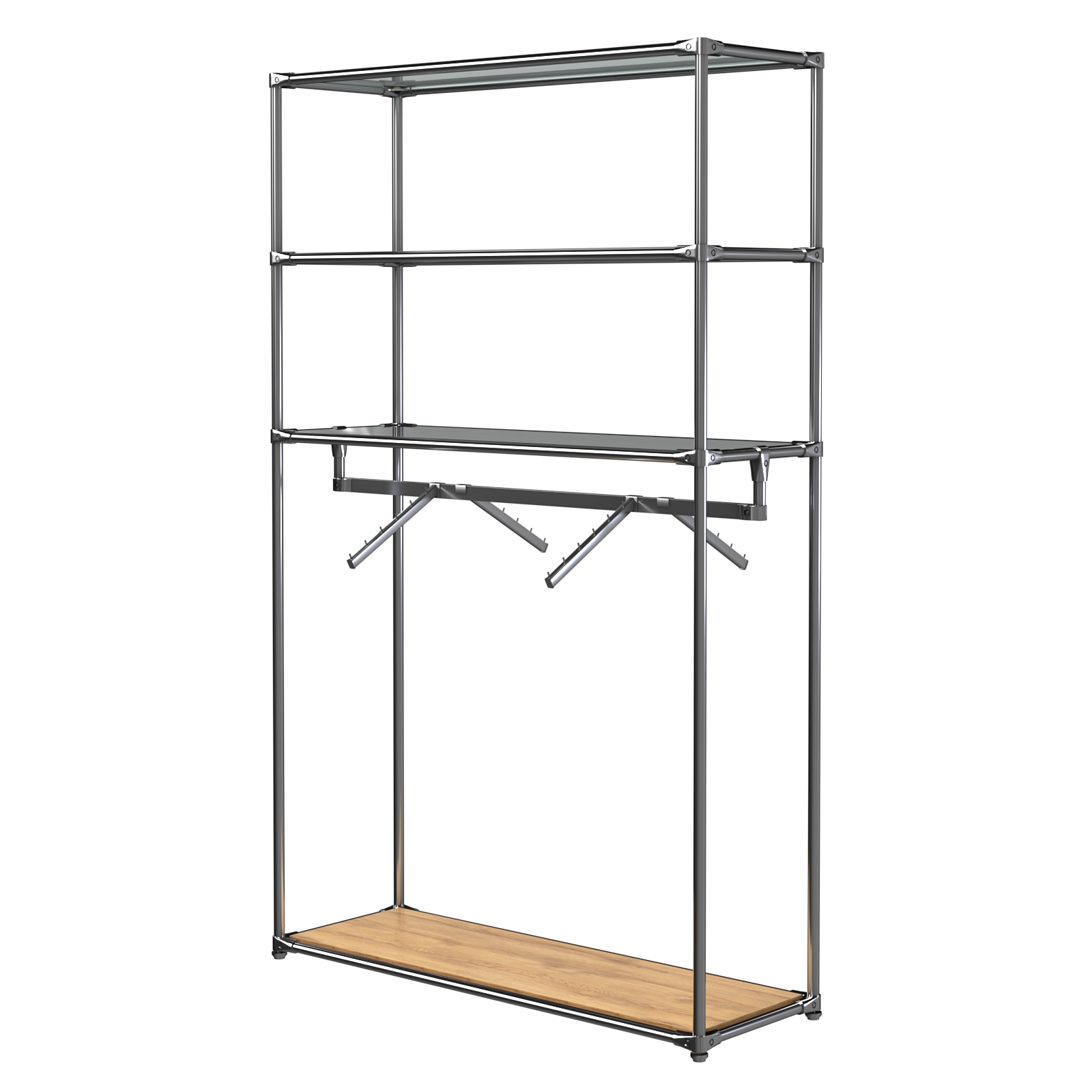 Хромированное вешало БАШНЯ №7-2 с полками Стекло 8мм (тонированное) Дуб Золотистый