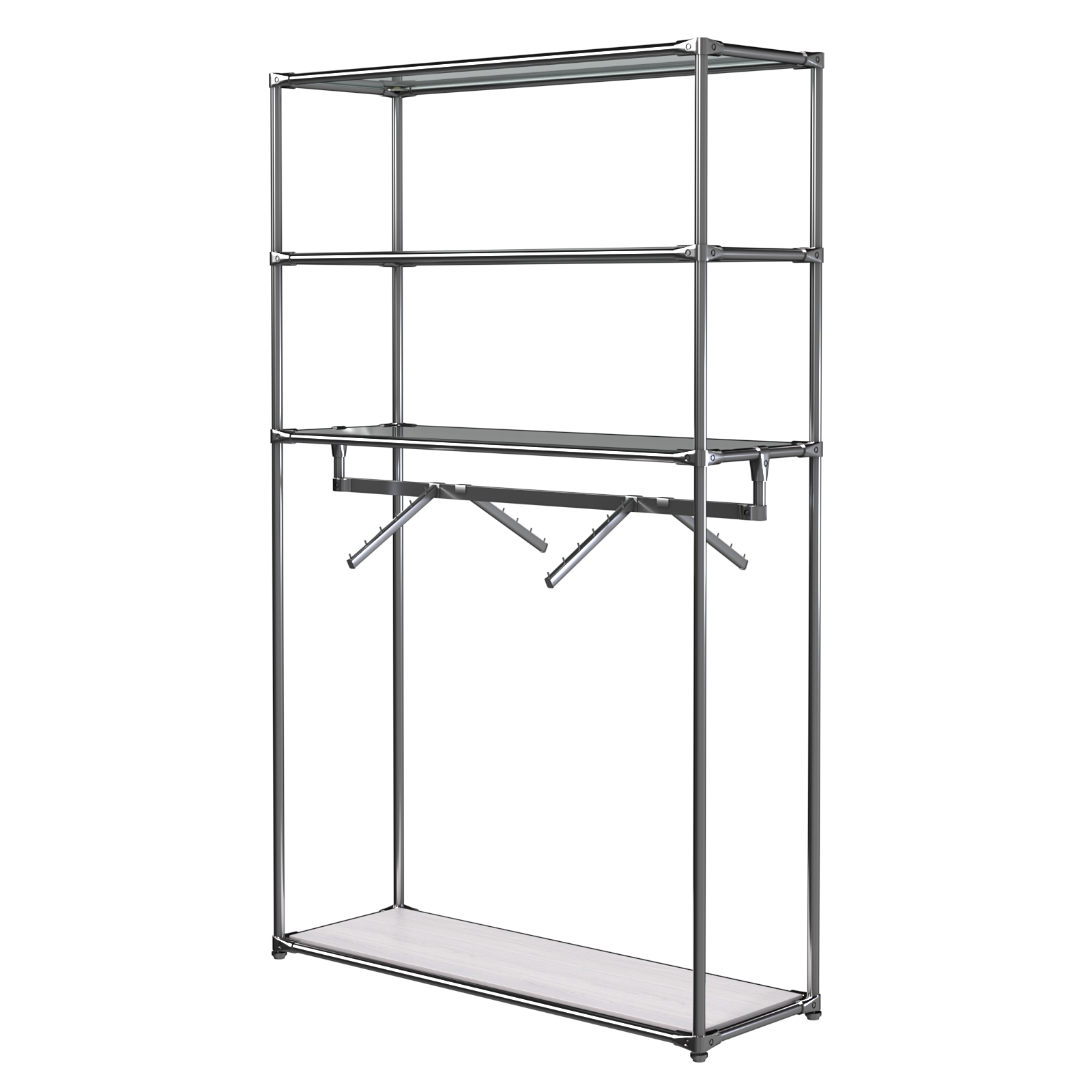 Хромированное вешало БАШНЯ №7-2 с полками Стекло 8мм (тонированное) Ясень Анкор светлый - U31104