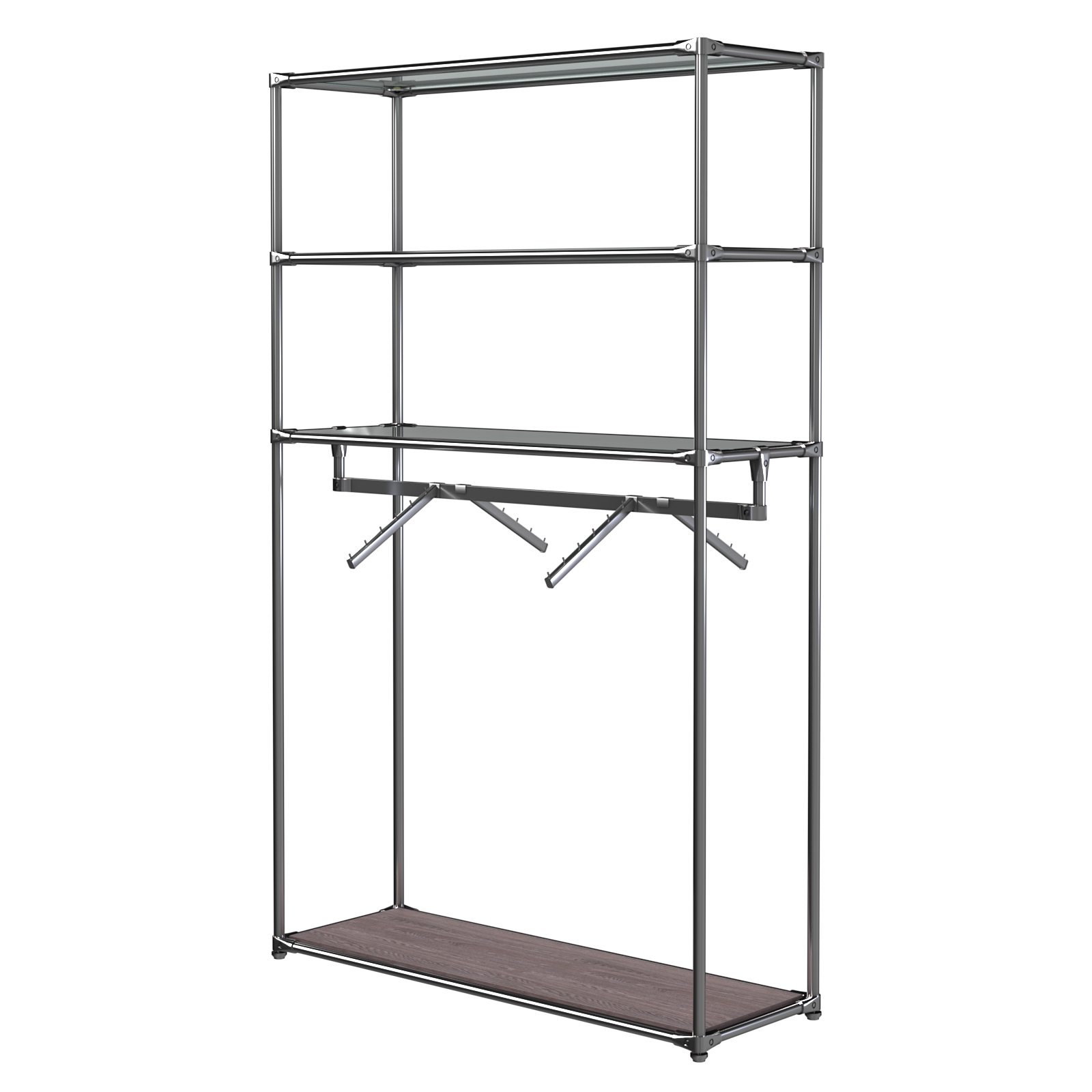 Хромированное вешало БАШНЯ №7-2 с полками Стекло 8мм (тонированное) Ясень Анкор темный - U31105