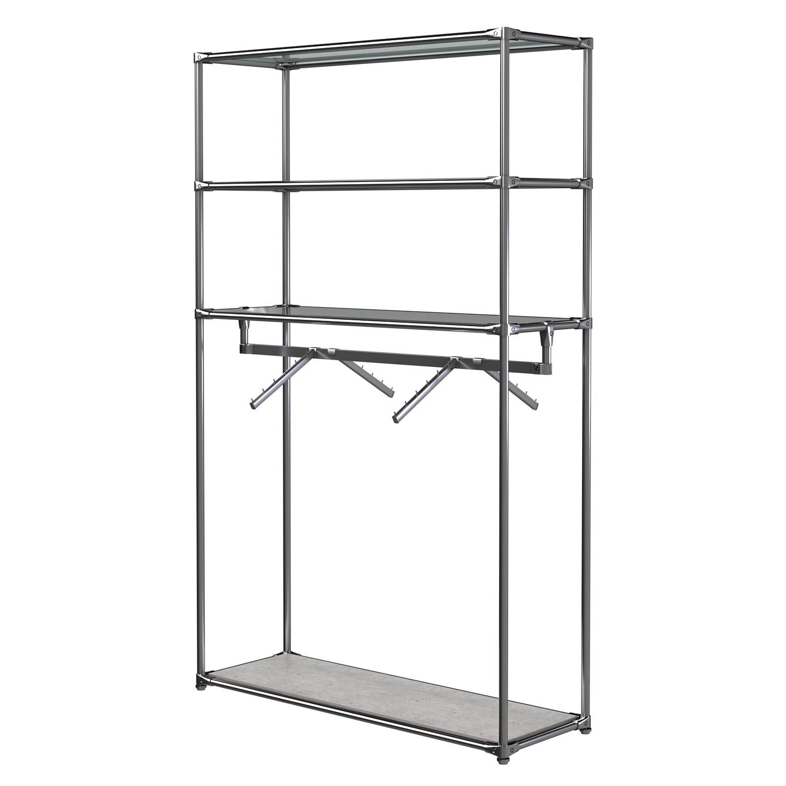 Хромированное вешало БАШНЯ №7-2 с полками Стекло 8мм (тонированное) Метрополитан Грей