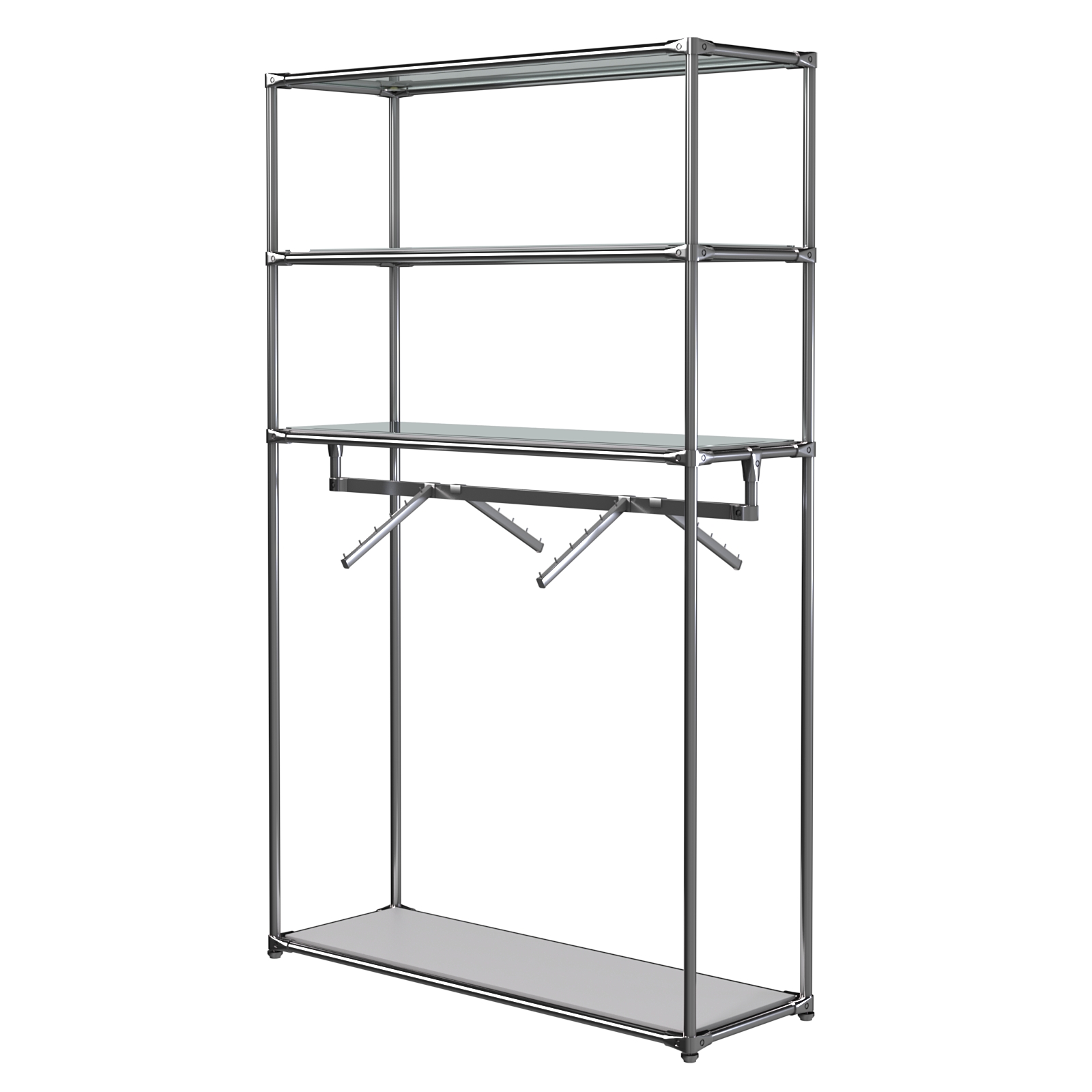 Хромированное вешало БАШНЯ №7-4 с полками Зеркало 4мм Серый