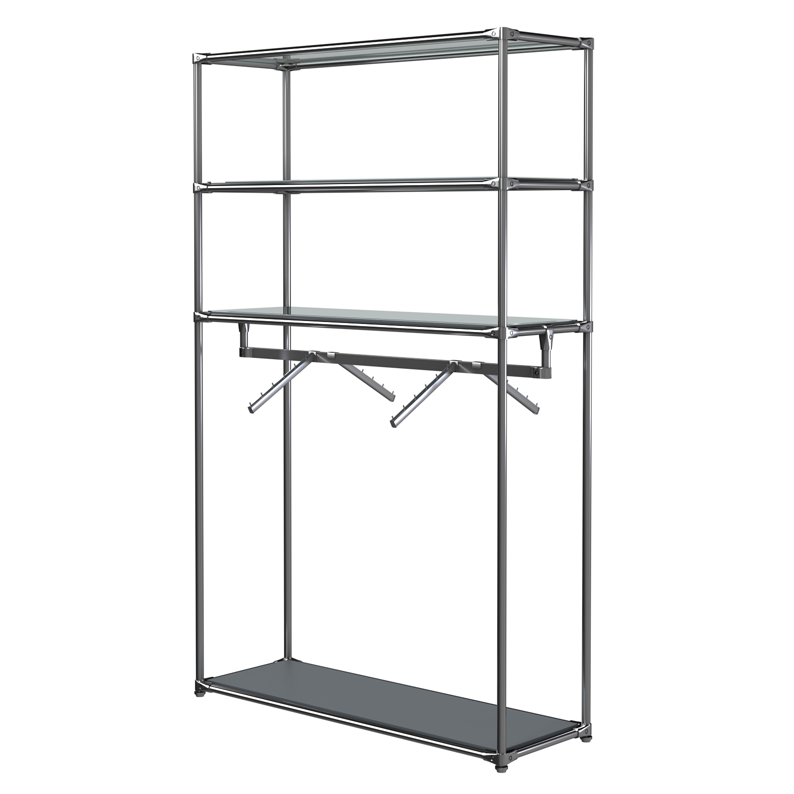 Хромированное вешало БАШНЯ №7-4 с полками Зеркало 4мм Темно-Серый