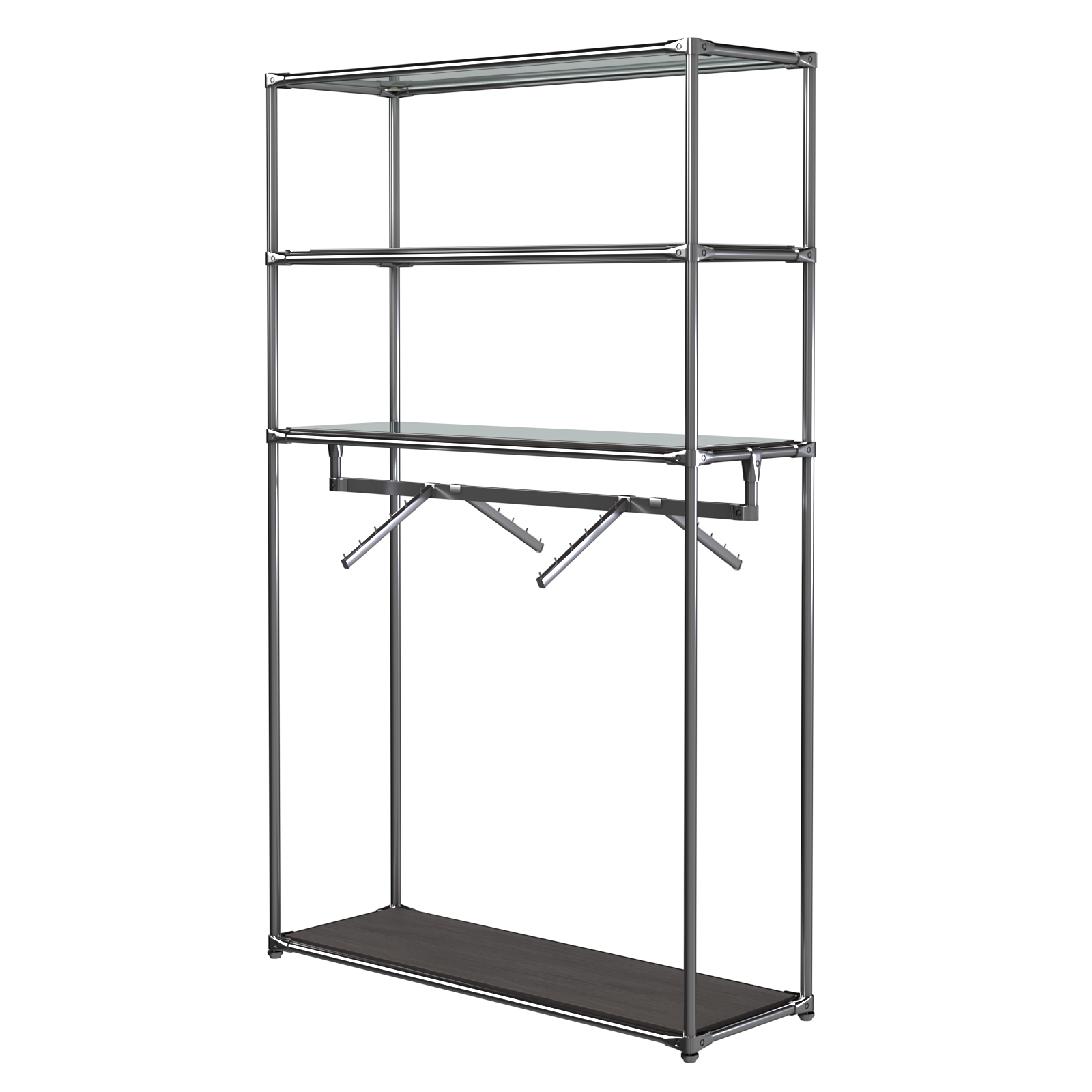 Хромированное вешало БАШНЯ №7-4 с полками Зеркало 4мм Грейвуд