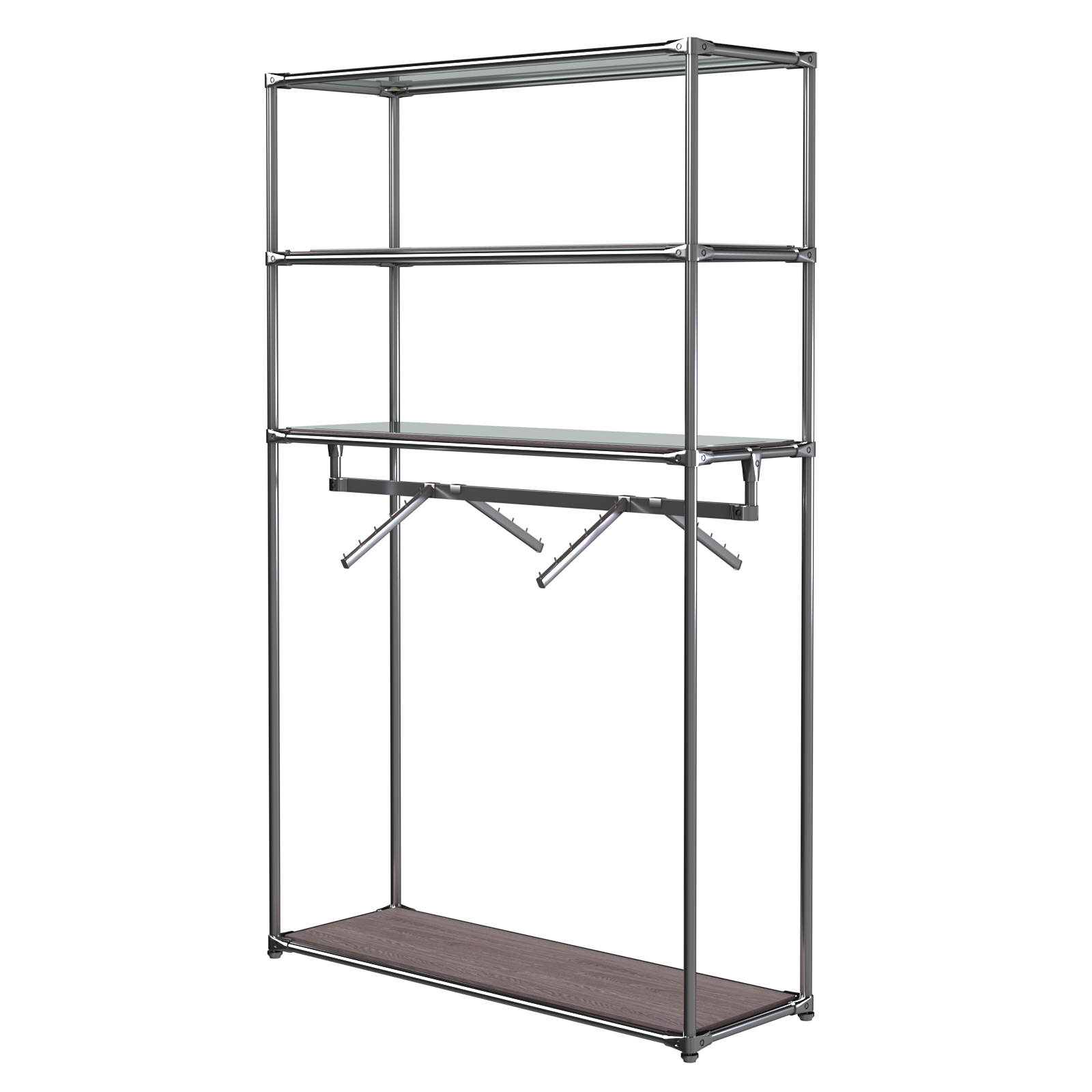 Хромированное вешало БАШНЯ №7-4 с полками Зеркало 4мм Ясень Анкор темный - U31105