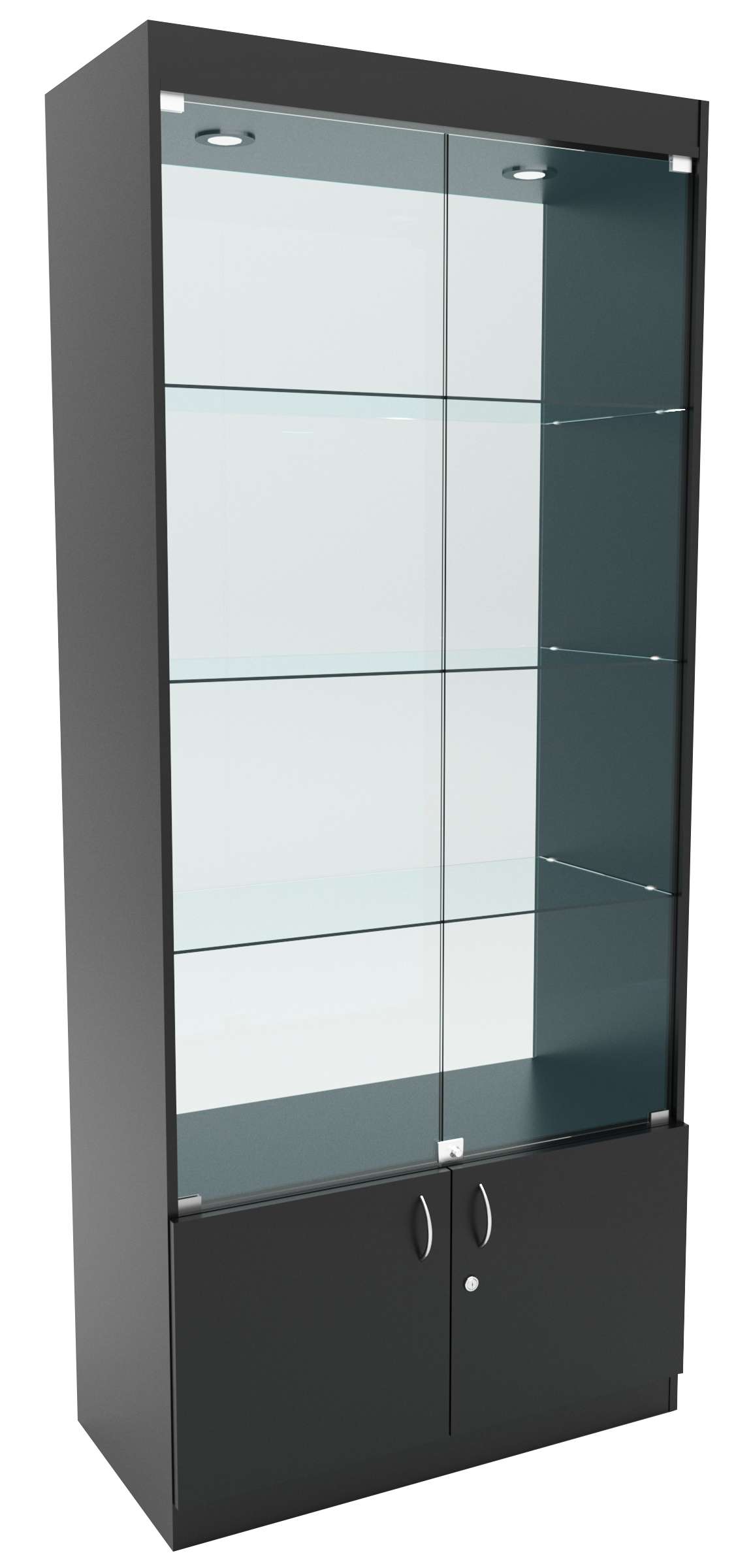 Стеклянная витрина №1-2 с каркасом из ДСП (задняя стенка стекло) Черный