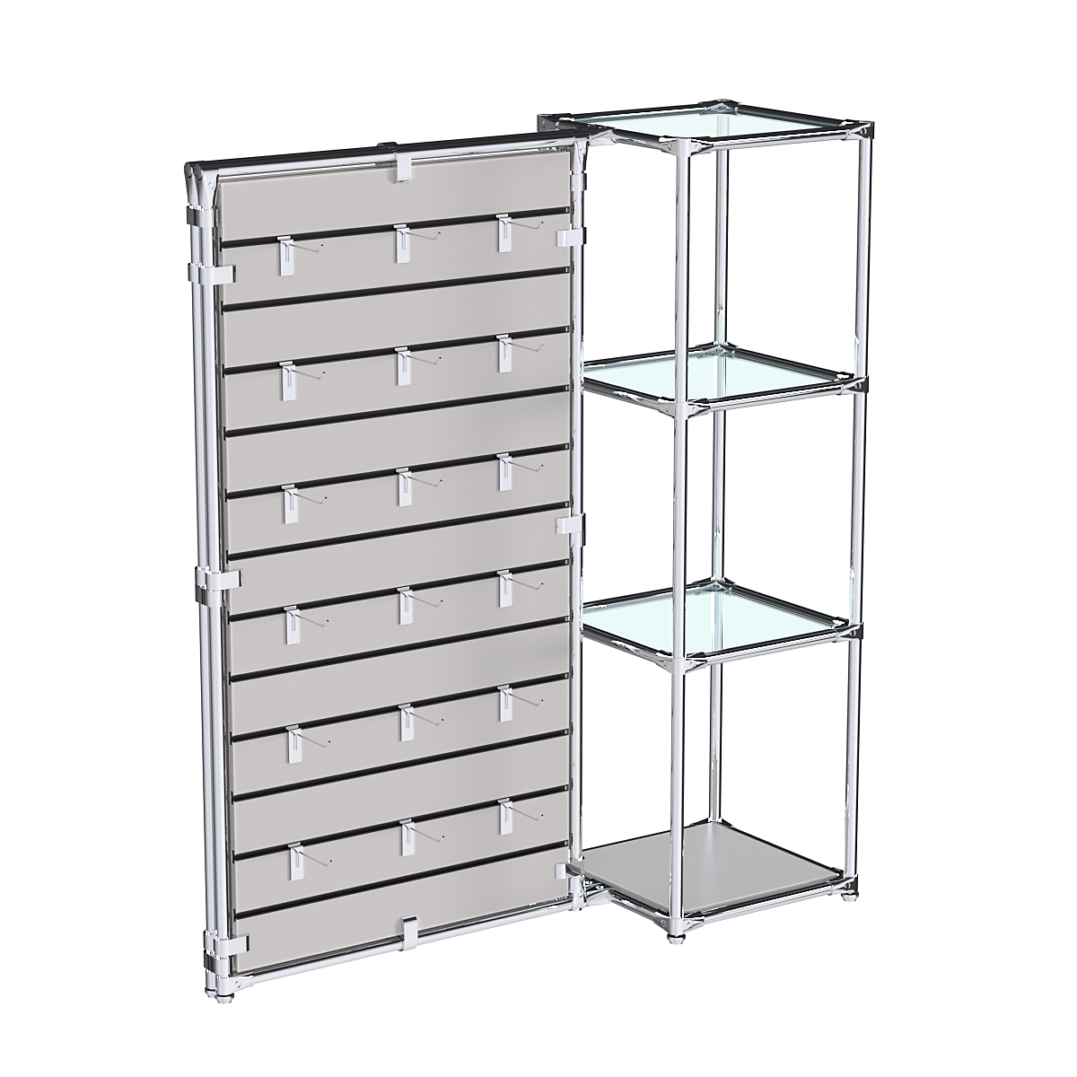 Хромированное вешало ЩИТ №1-1 с полками стекло 6мм Серый