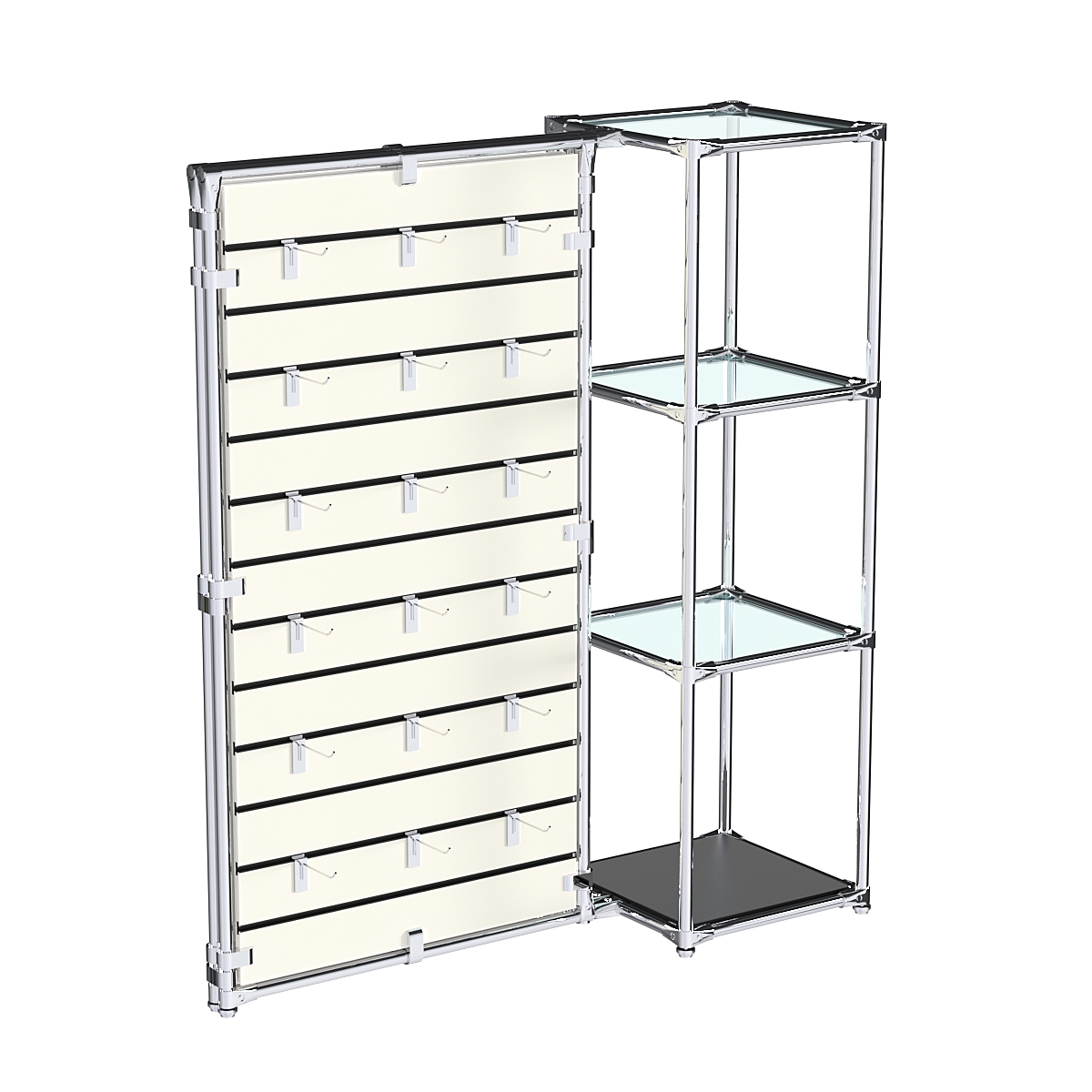 Хромированное вешало ЩИТ №1-1 с полками стекло 6мм Черный