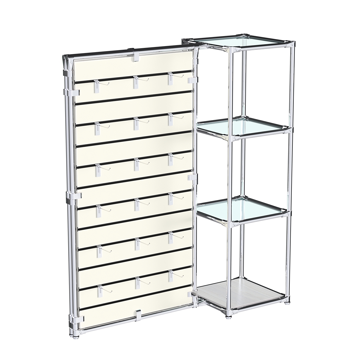 Хромированное вешало ЩИТ №1-1 с полками стекло 6мм Ясень Анкор светлый