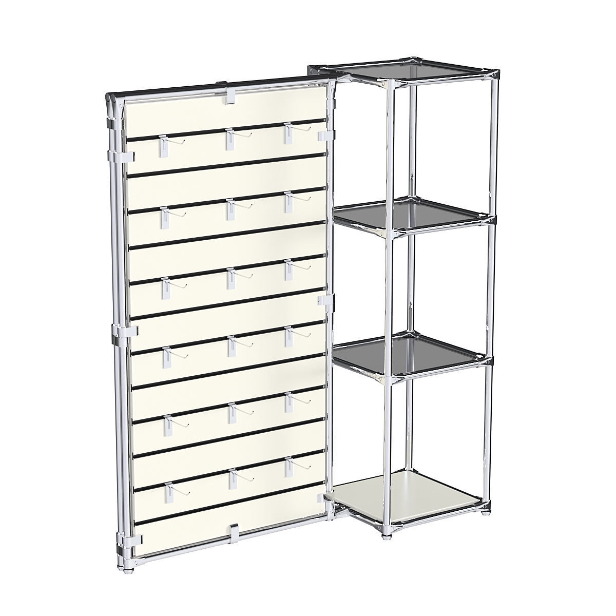 Хромированное вешало ЩИТ №1-2 с тонированными полками стекло 8мм Белый