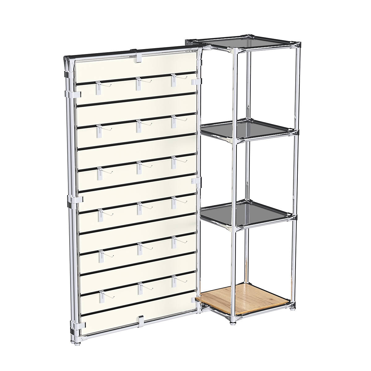 Хромированное вешало ЩИТ №1-2 с тонированными полками стекло 8мм Дуб Золотистый