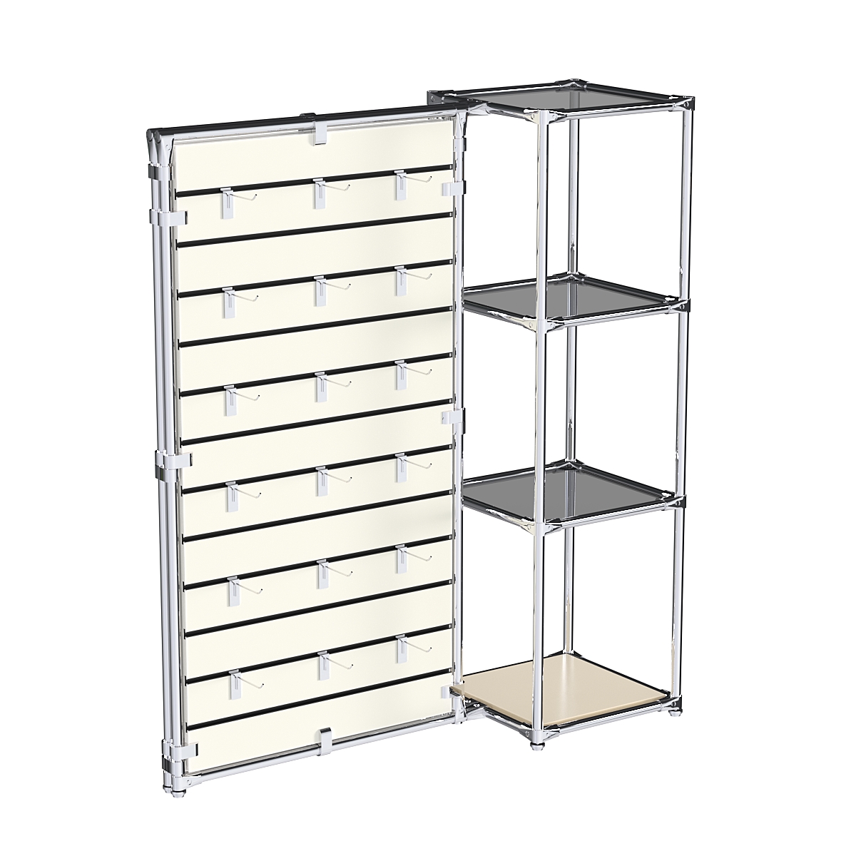 Хромированное вешало ЩИТ №1-2 с тонированными полками стекло 8мм Крем Вайс