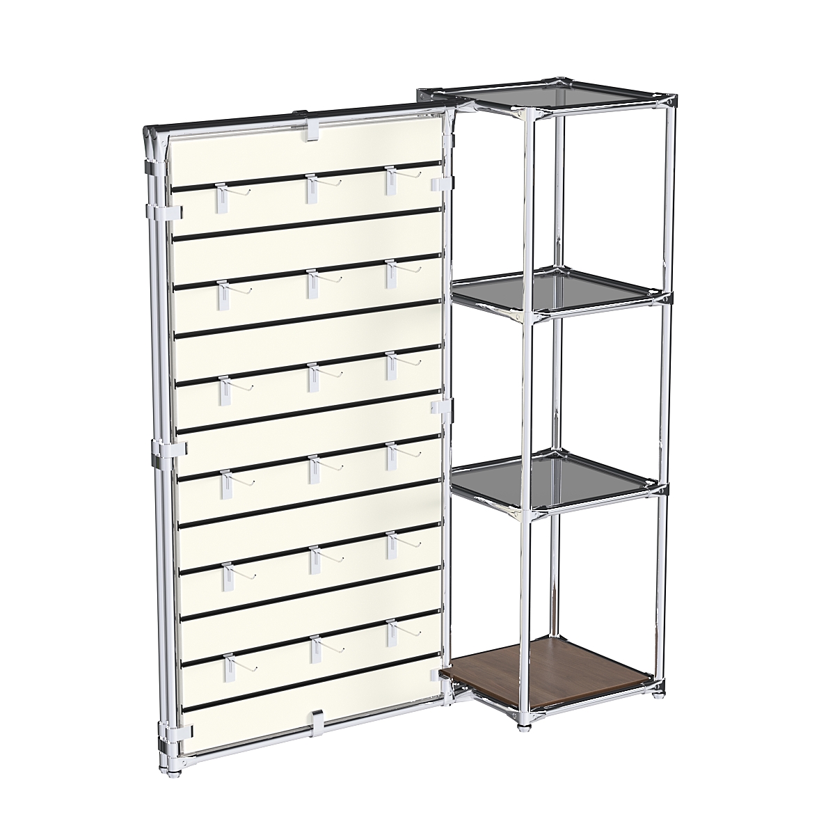 Хромированное вешало ЩИТ №1-2 с тонированными полками стекло 8мм Орех