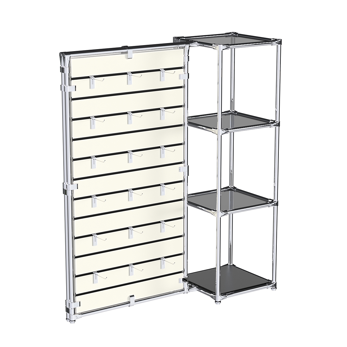 Хромированное вешало ЩИТ №1-2 с тонированными полками стекло 8мм Черный