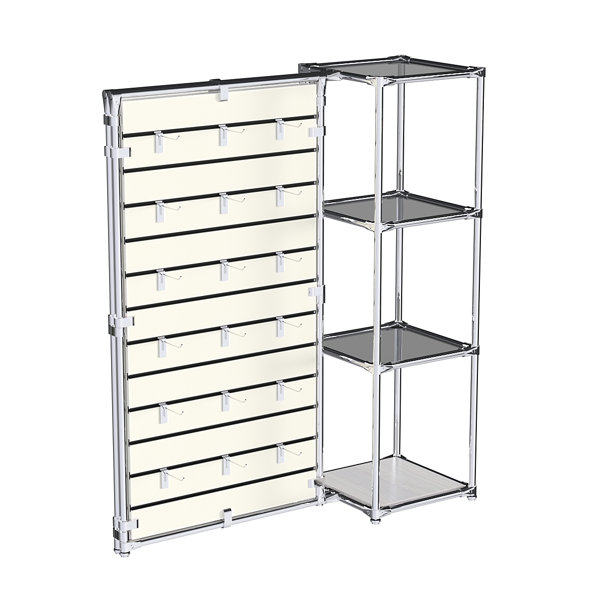 Хромированное вешало ЩИТ №1-2 с тонированными полками стекло 8мм Ясень Анкор светлый