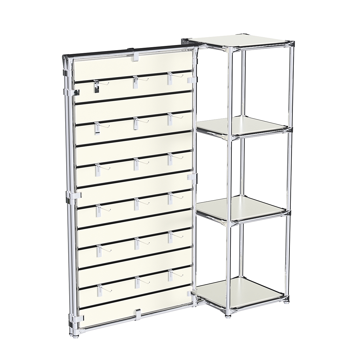 Хромированное вешало ЩИТ №1-3 с полками ДСП 16мм Белый