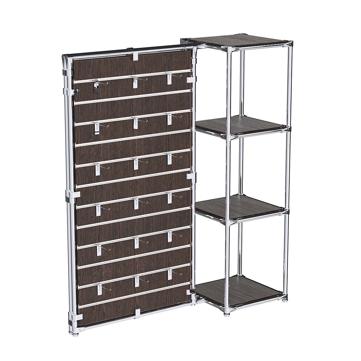 Хромированное вешало ЩИТ №1-3 с полками ДСП 16мм Дуб Венге