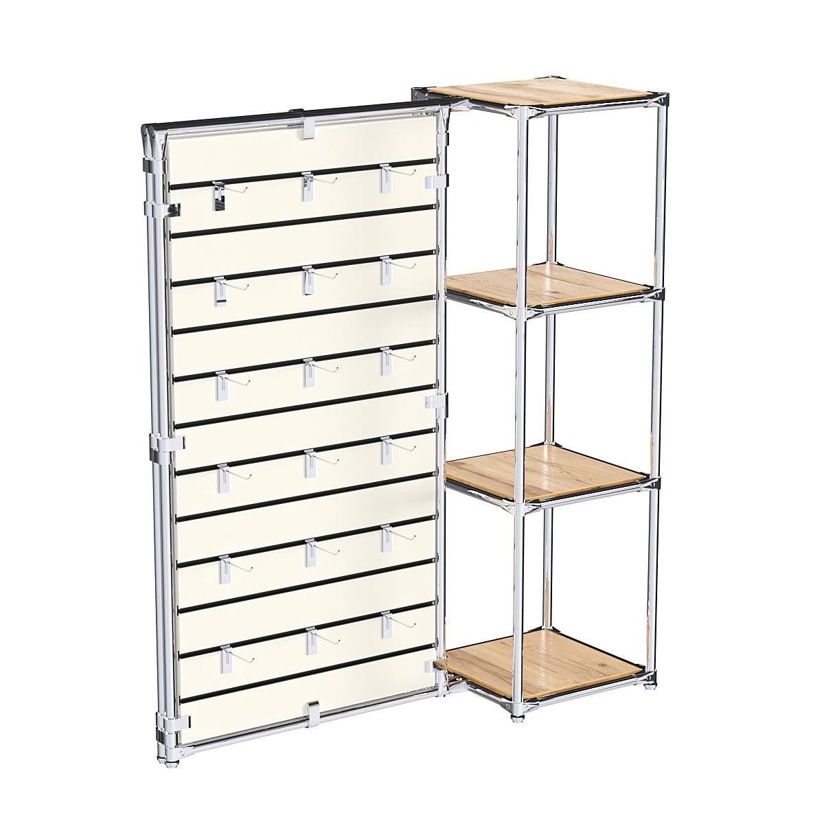 Хромированное вешало ЩИТ №1-3 с полками ДСП 16мм Дуб Золотистый