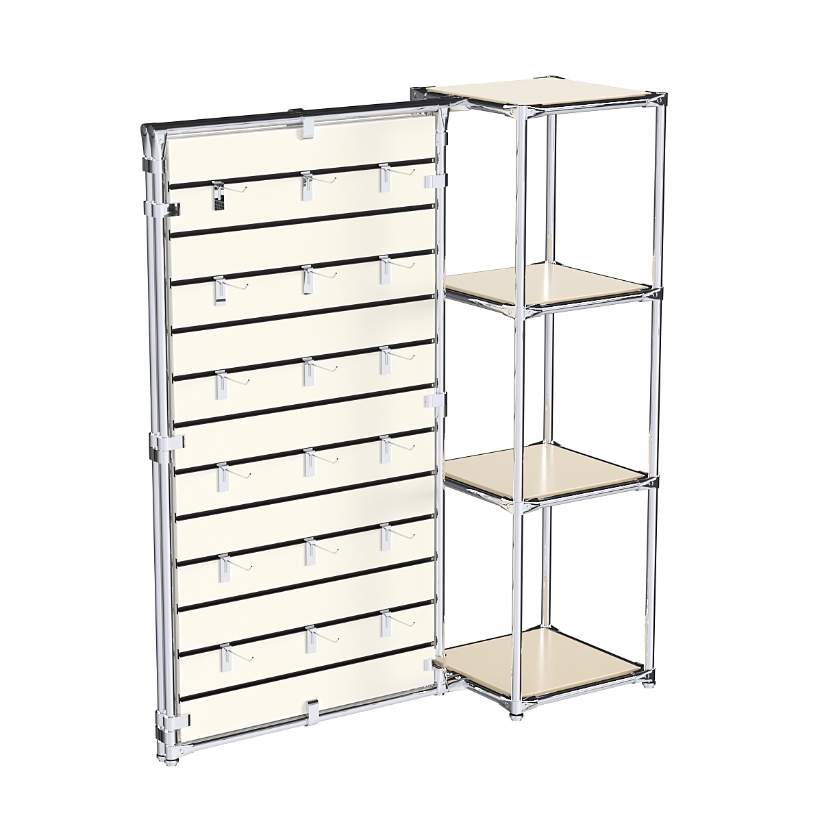 Хромированное вешало ЩИТ №1-3 с полками ДСП 16мм Крем Вайс