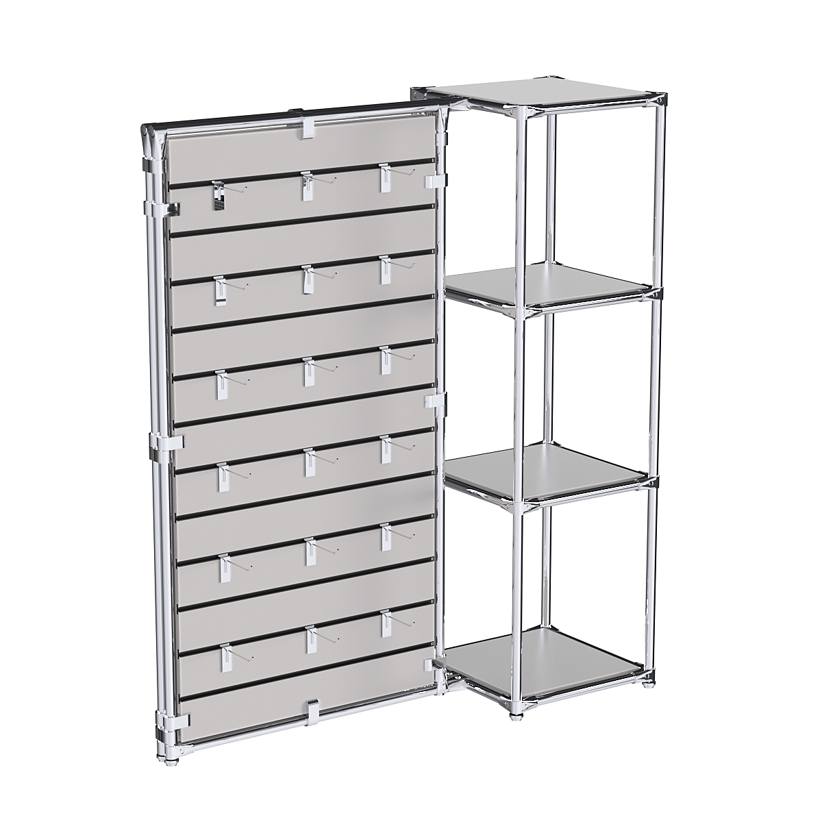 Хромированное вешало ЩИТ №1-3 с полками ДСП 16мм Серый