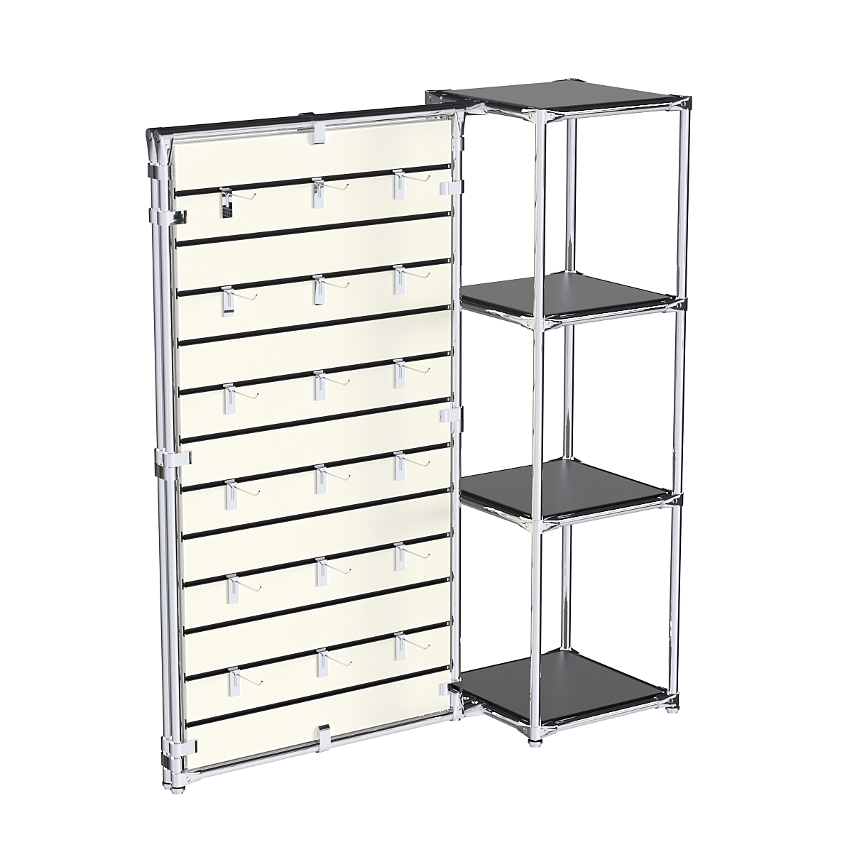 Хромированное вешало ЩИТ №1-3 с полками ДСП 16мм Черный