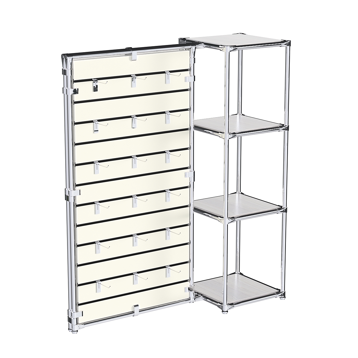 Хромированное вешало ЩИТ №1-3 с полками ДСП 16мм Ясень Анкор светлый