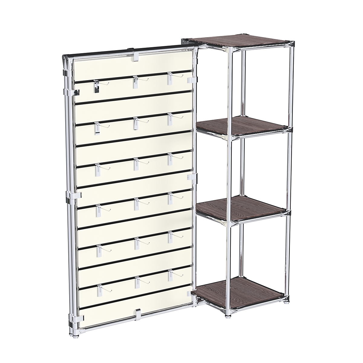 Хромированное вешало ЩИТ №1-3 с полками ДСП 16мм Ясень Анкор темный