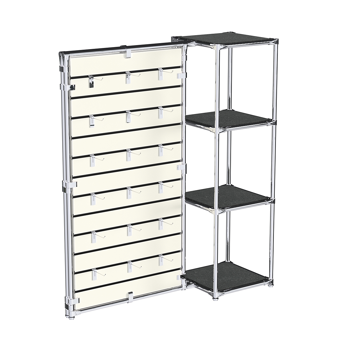 Хромированное вешало ЩИТ №1-3 с полками ДСП 16мм Антрацит