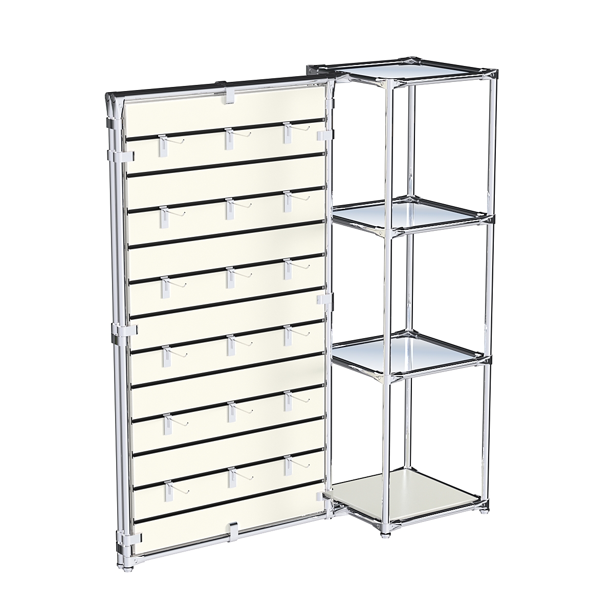 Хромированное вешало ЩИТ №1-4 с зеркальными полками 4мм Белый