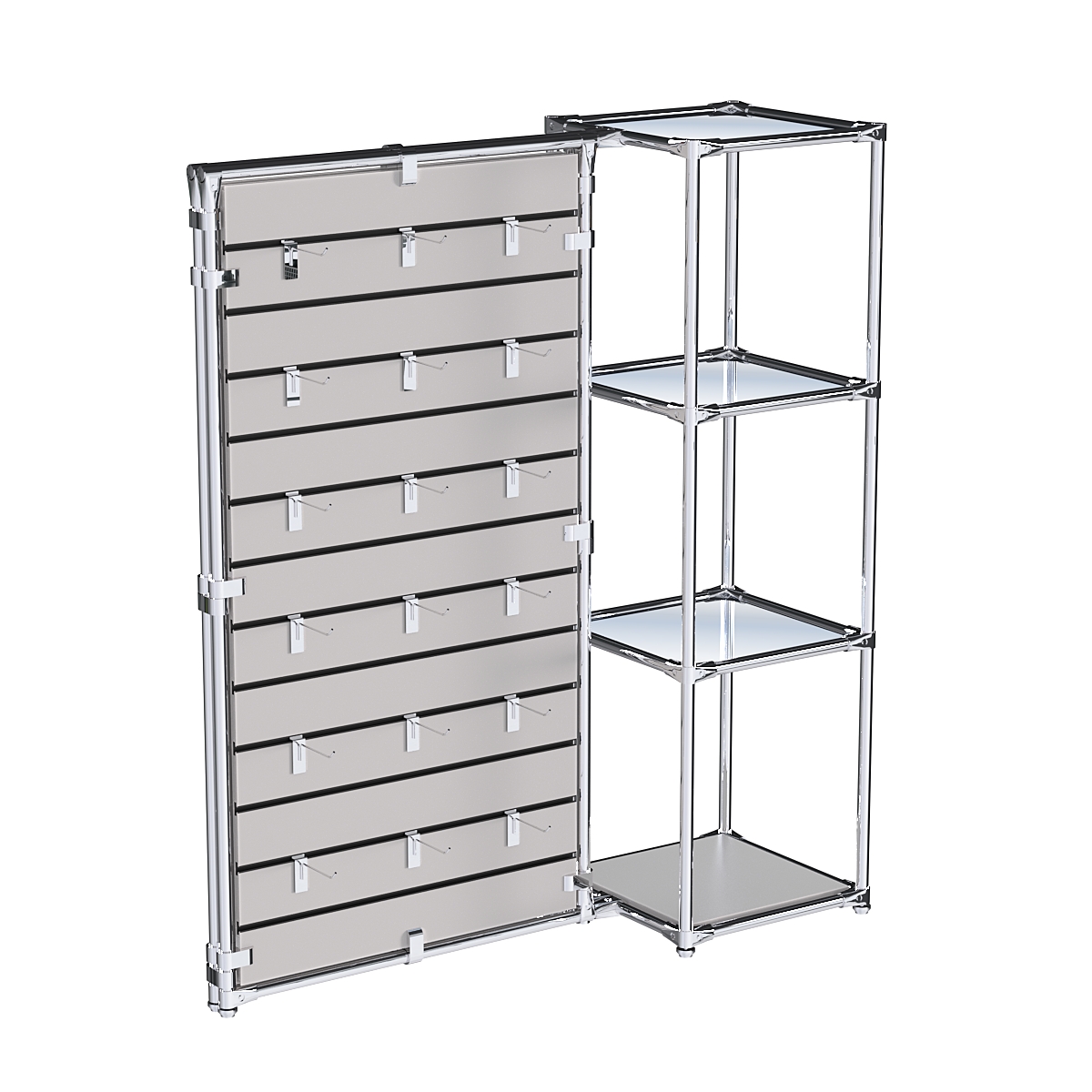 Хромированное вешало ЩИТ №1-4 с зеркальными полками 4мм Серый