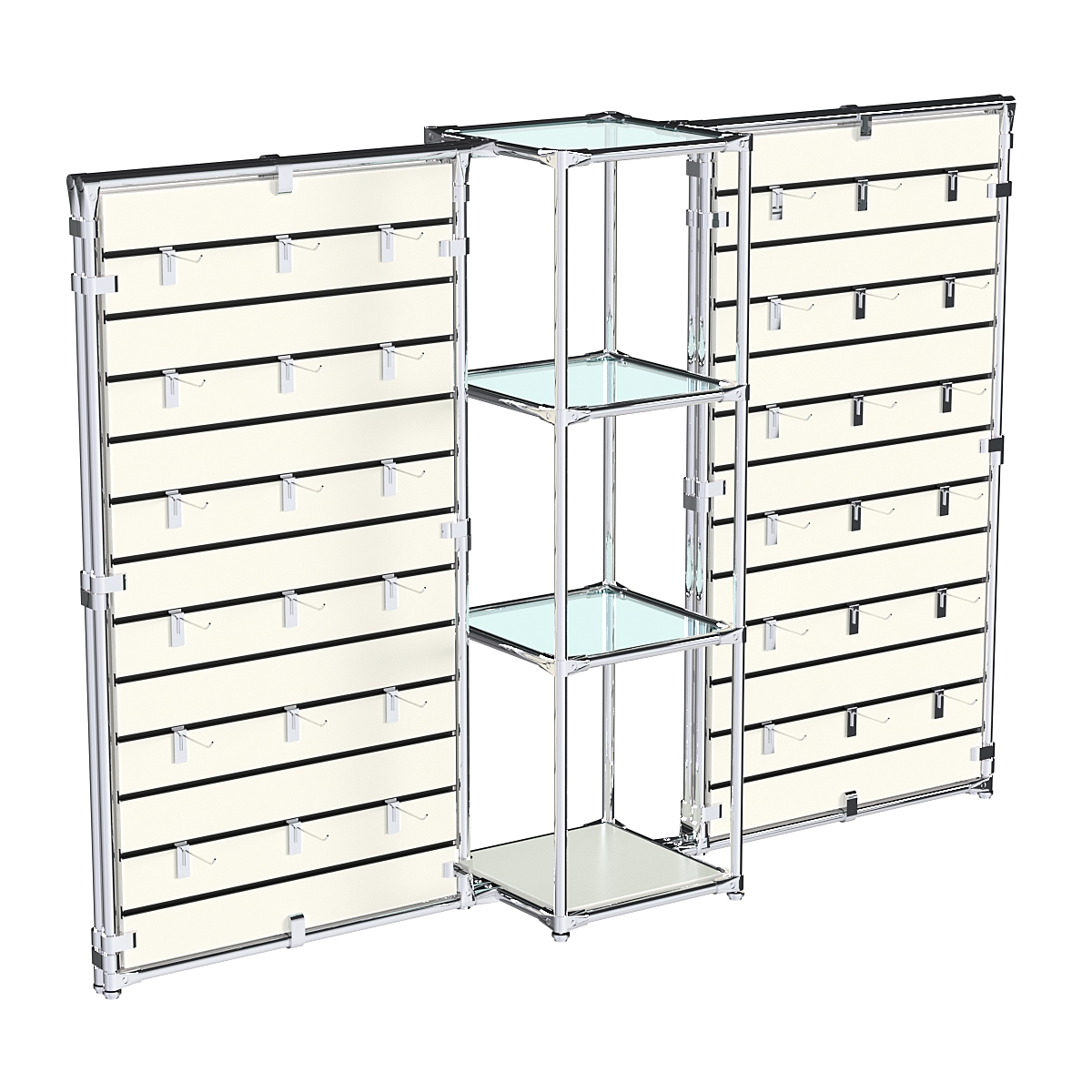 Хромированное вешало ЩИТ №2-1 с полками стекло 6мм Белый