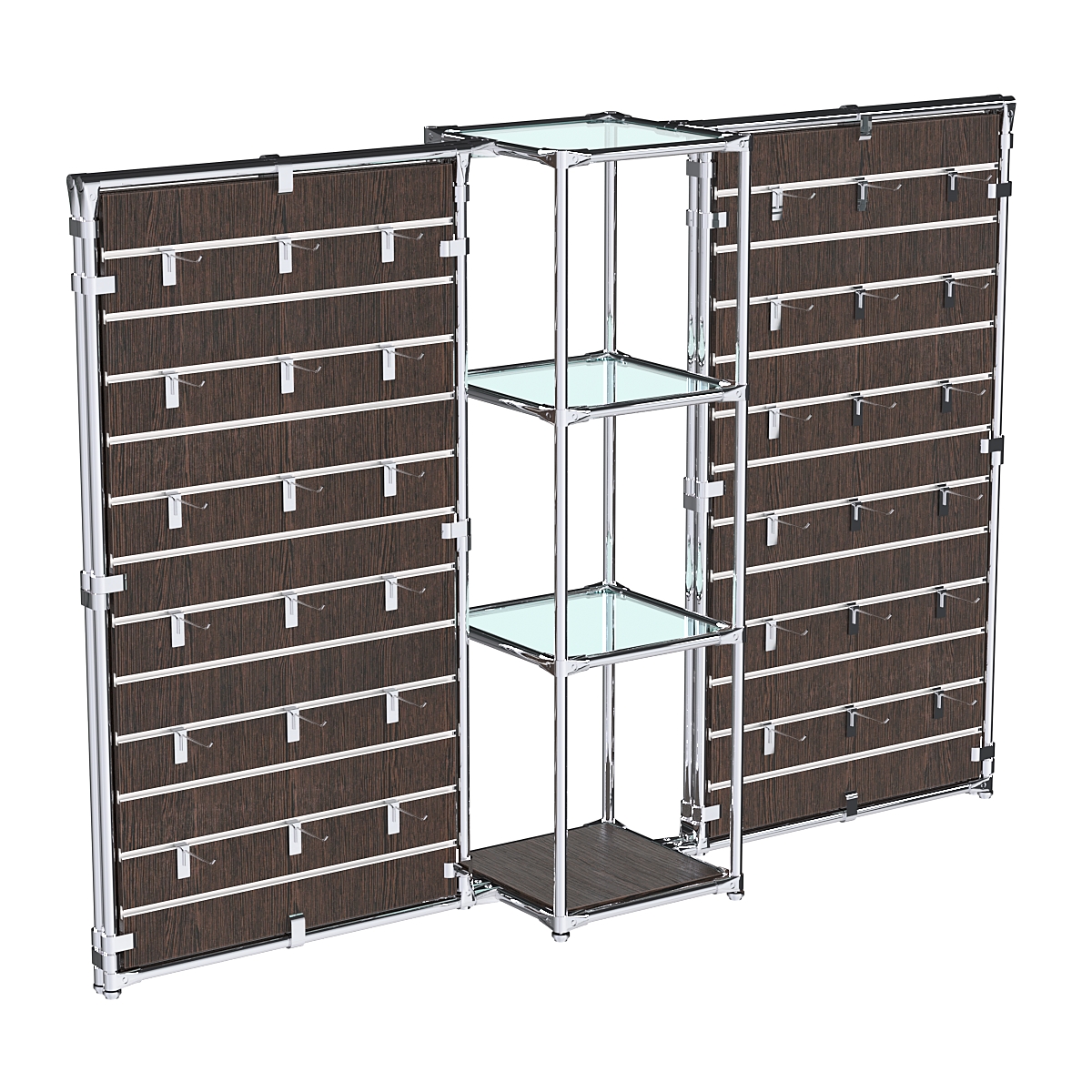 Хромированное вешало ЩИТ №2-1 с полками стекло 6мм Дуб Венге