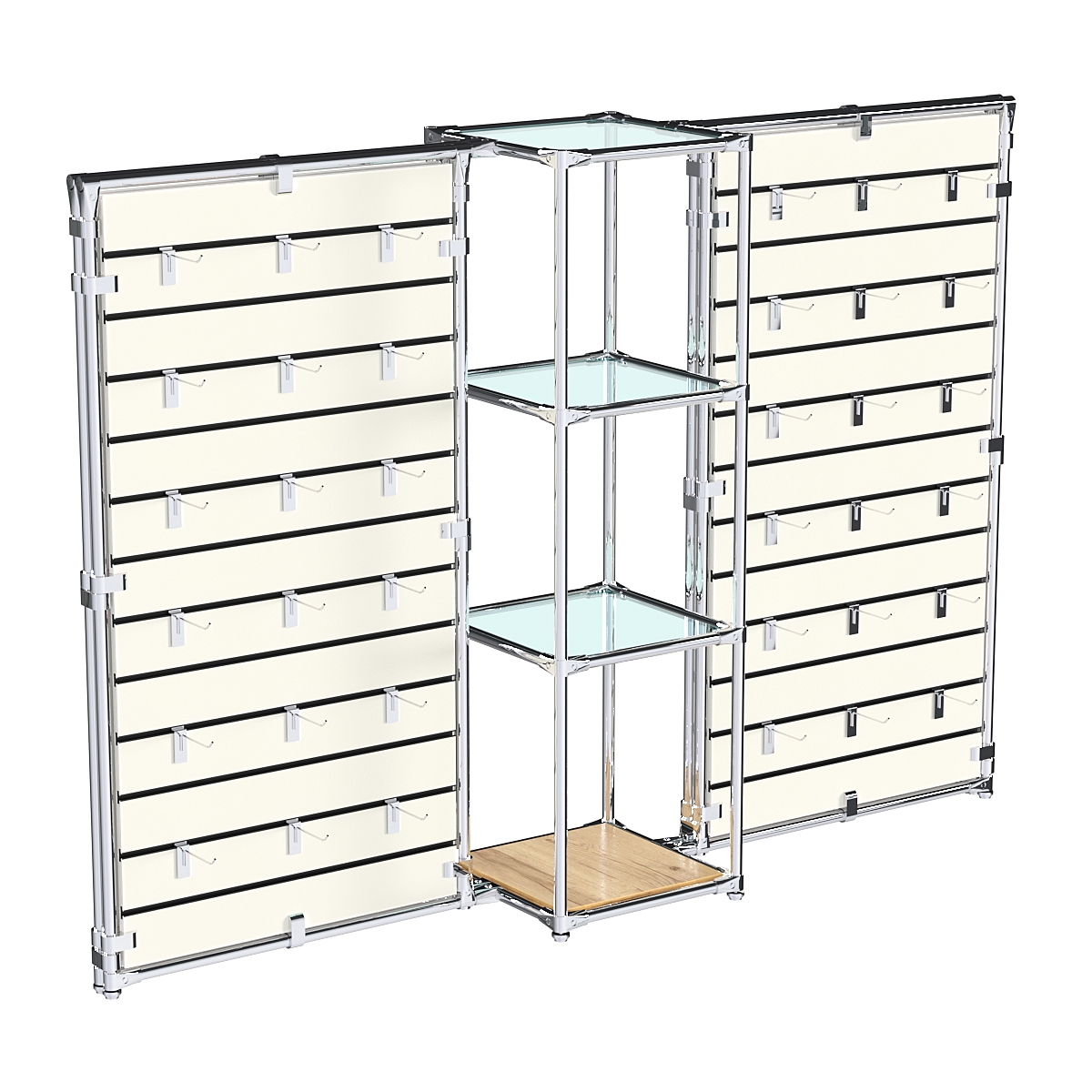 Хромированное вешало ЩИТ №2-1 с полками стекло 6мм Дуб Золотистый